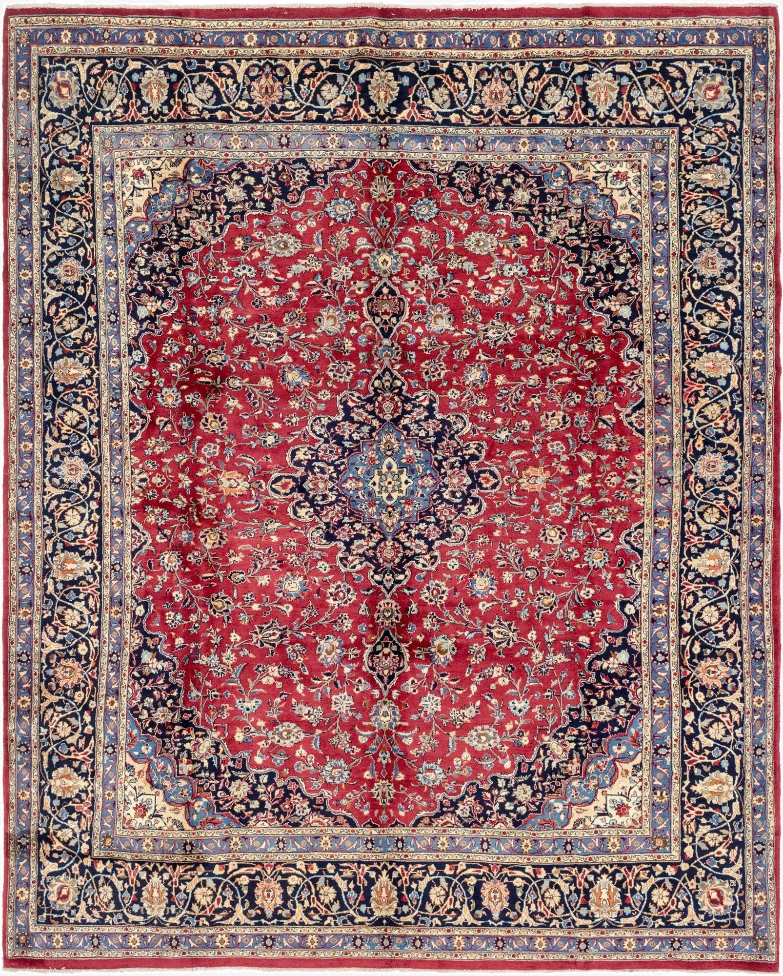  10' x 12' 6  Hand Knotted Mashad Persian Wool Rug
