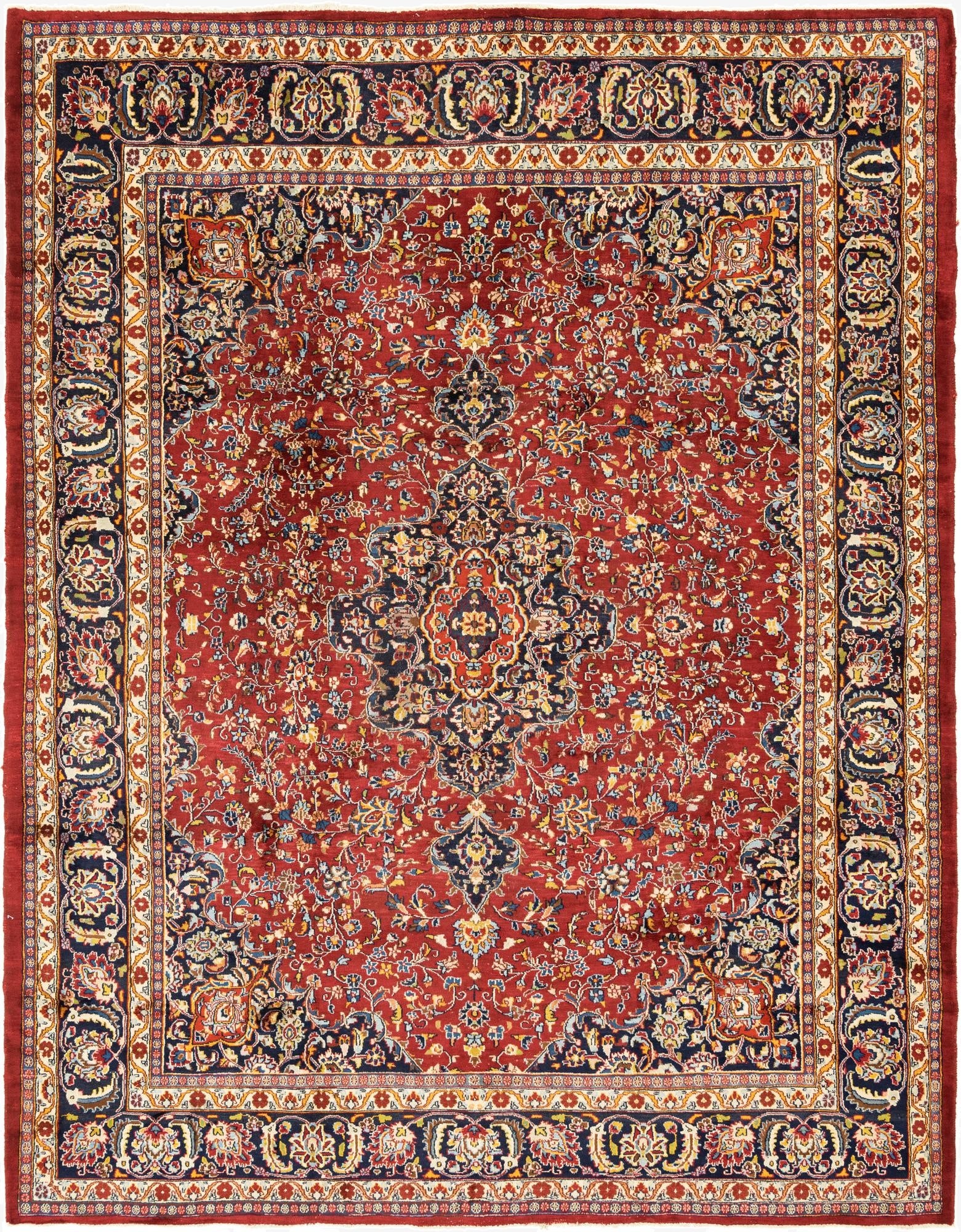  9' 10 x 12' 7  Hand Knotted Mashad Persian Wool Rug