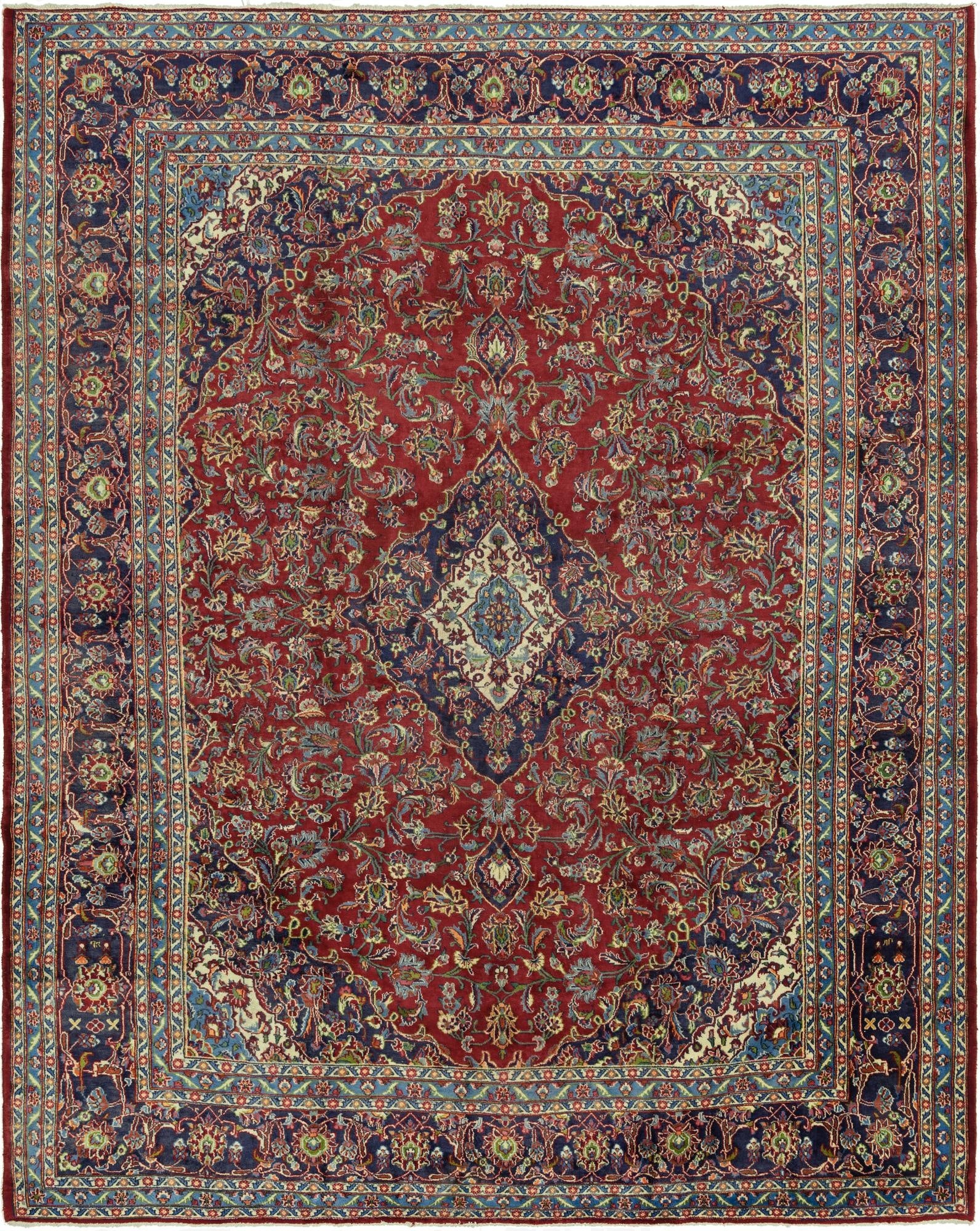  10' x 12' 8  Hand Knotted Mashad Persian Wool Rug