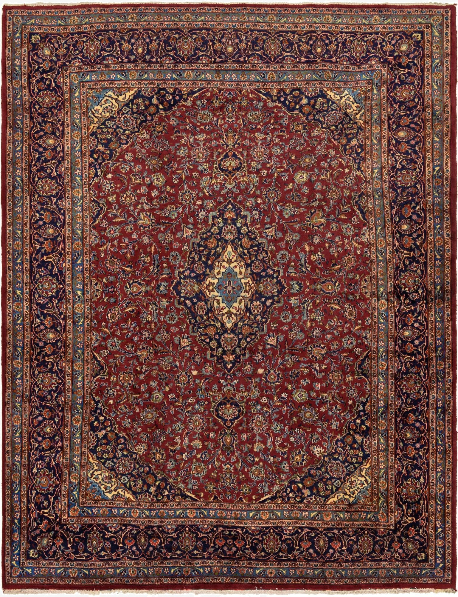  10' x 13'  Hand Knotted Mashad Persian Wool Rug