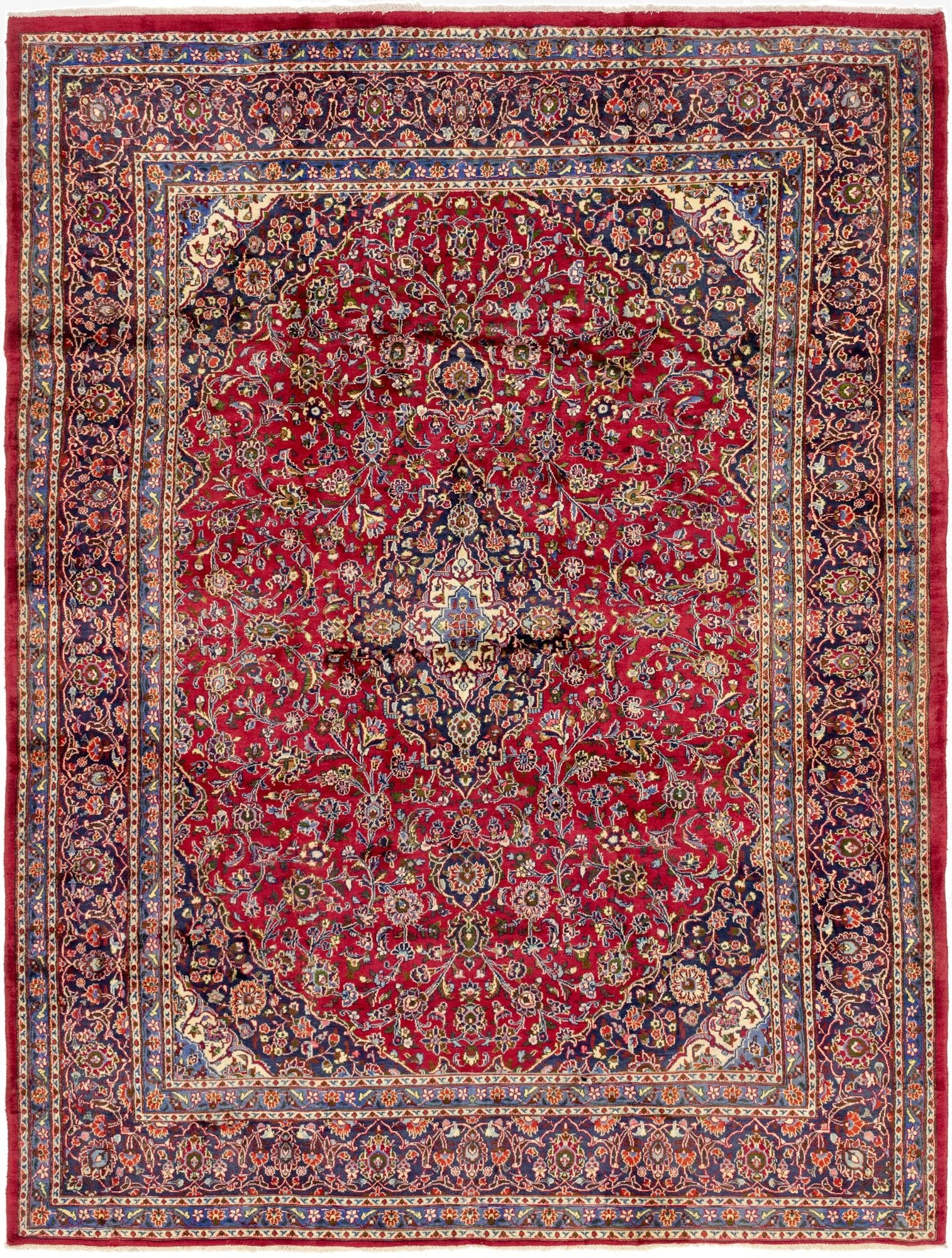  9' 9 x 12' 9  Hand Knotted Mashad Persian Wool Rug