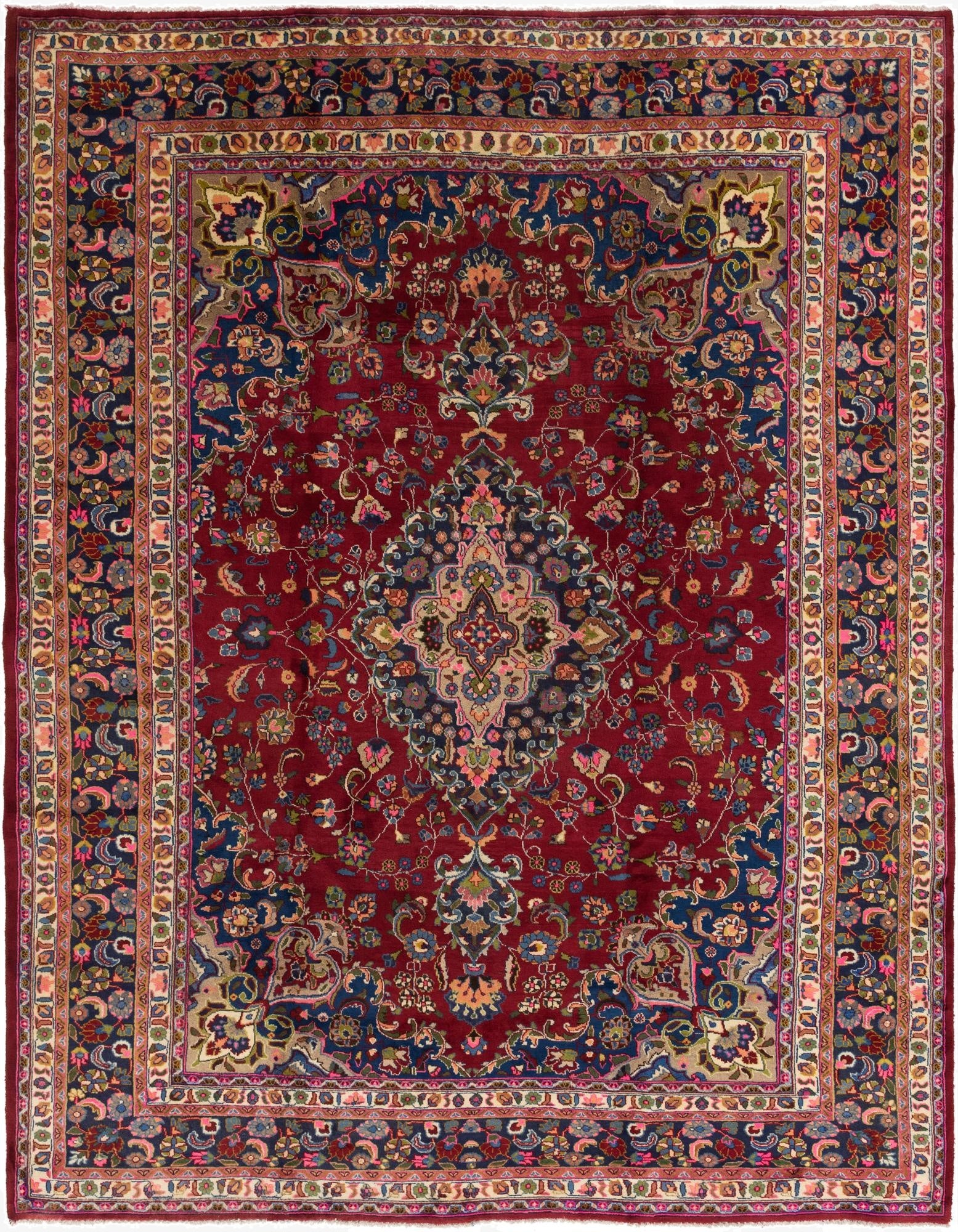  9' 10 x 12' 10  Hand Knotted Mashad Persian Wool Rug