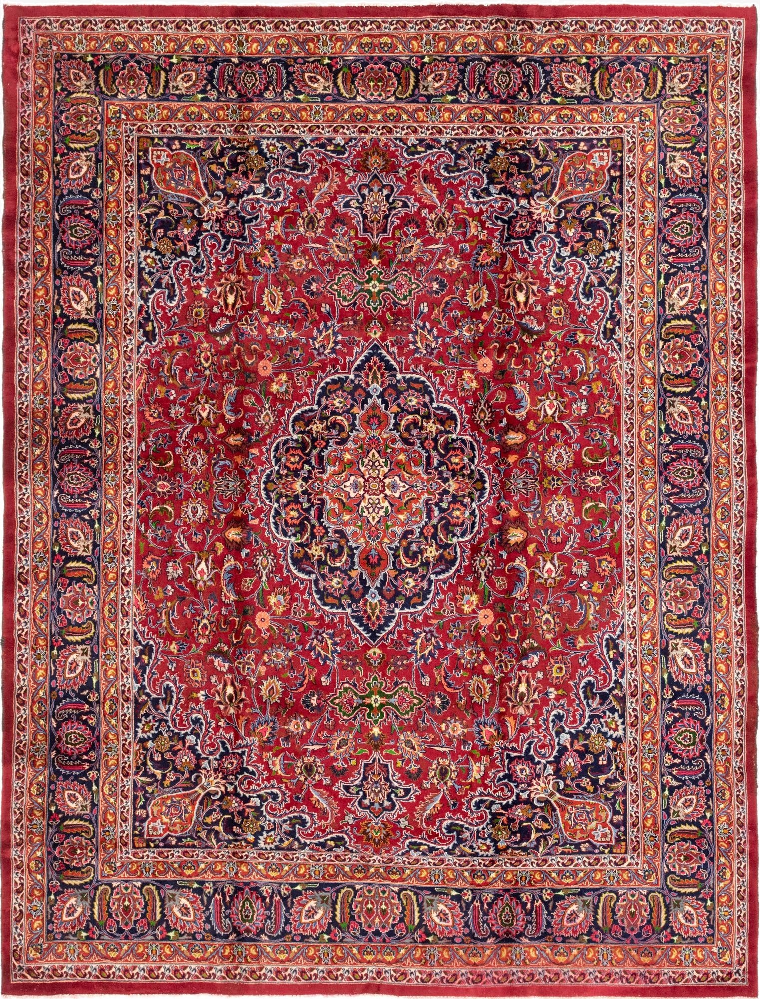  9' 10 x 12' 9  Hand Knotted Mashad Persian Wool Rug