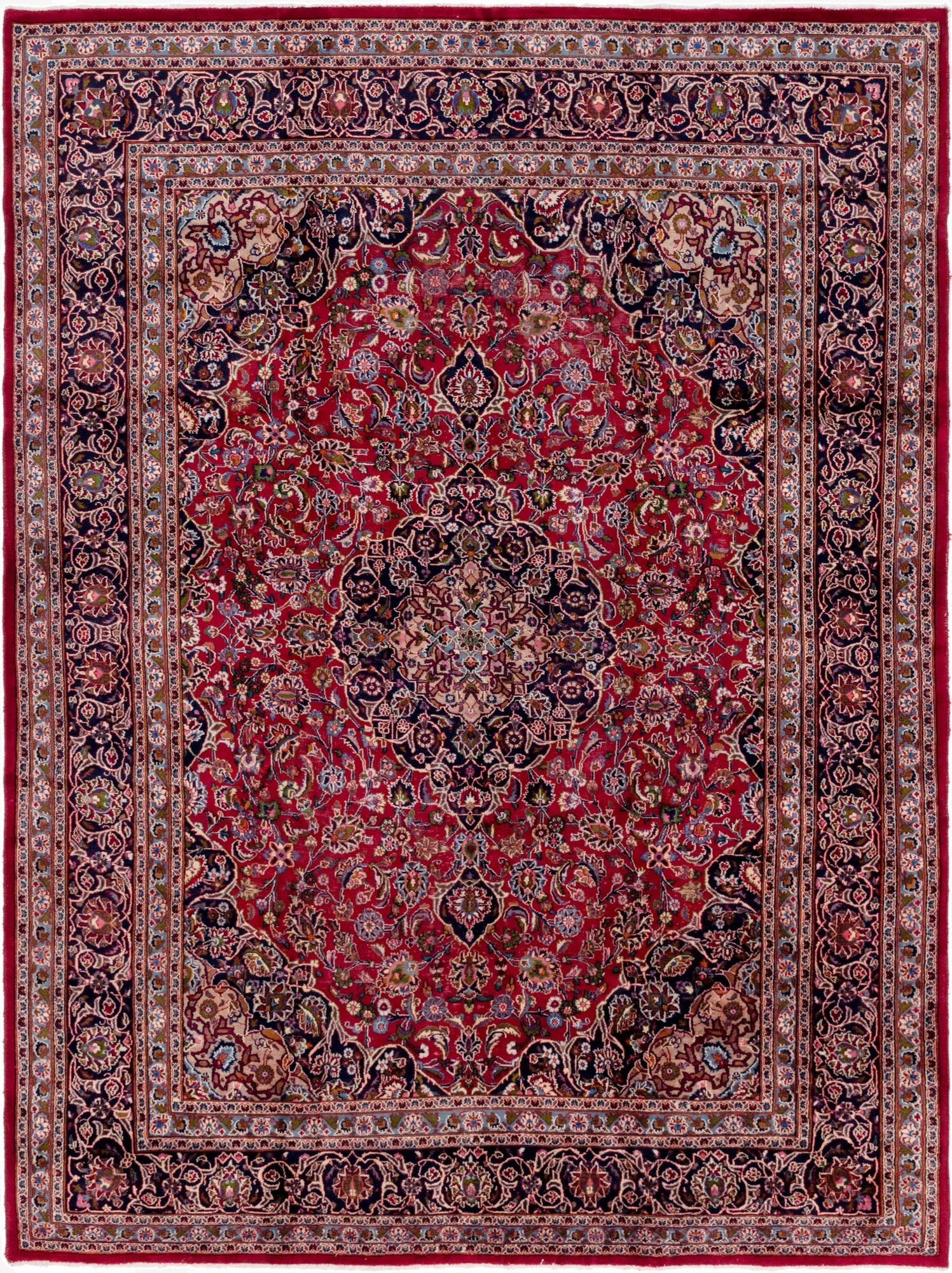  9' 9 x 13' 3  Hand Knotted Mashad Persian Wool Rug