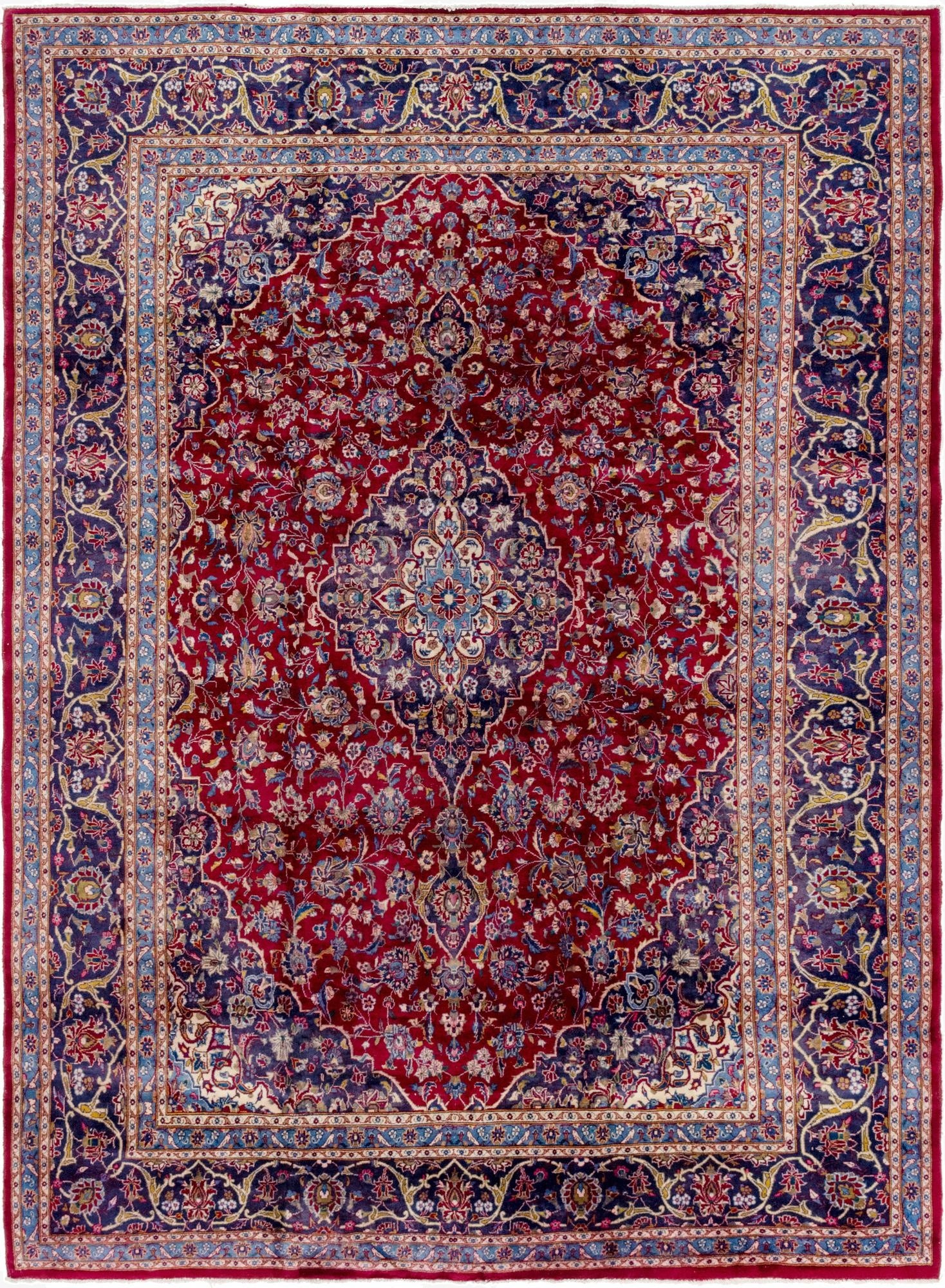  9' 7 x 12' 10  Hand Knotted Mashad Persian Wool Rug
