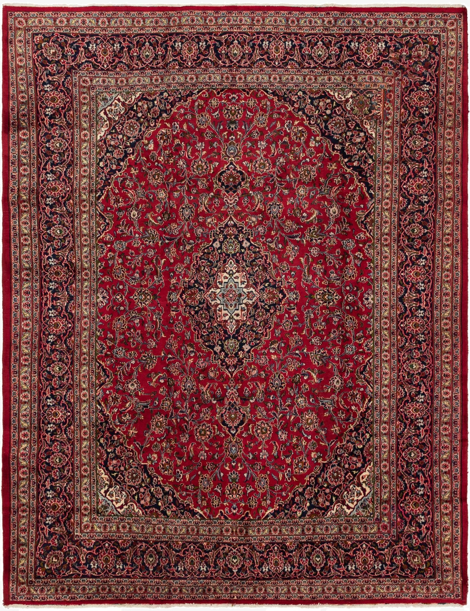  9' 8 x 12' 9  Hand Knotted Mashad Persian Wool Rug