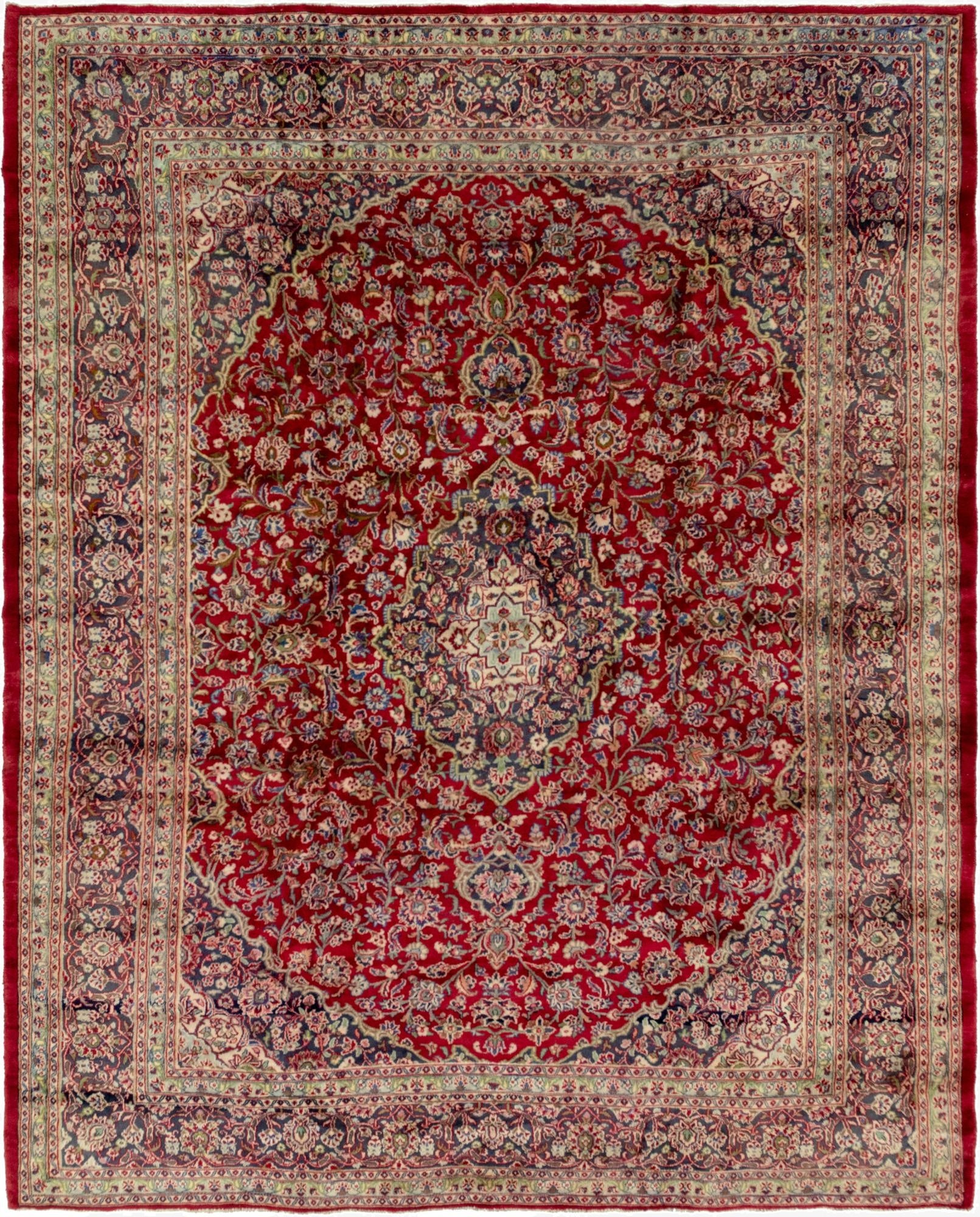  9' 9 x 11' 10  Hand Knotted Mashad Persian Wool Rug