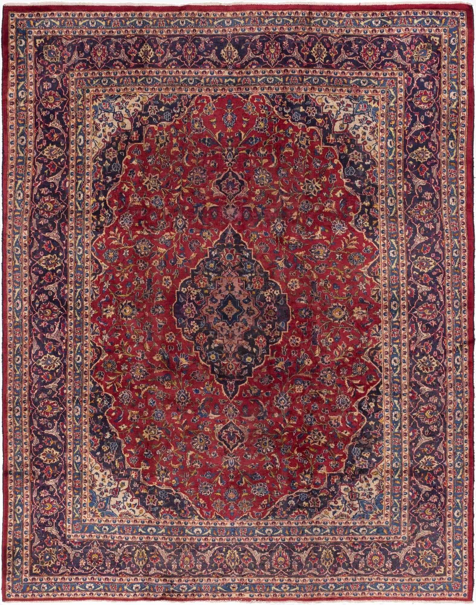  9' 10 x 12' 3  Hand Knotted Mashad Persian Wool Rug