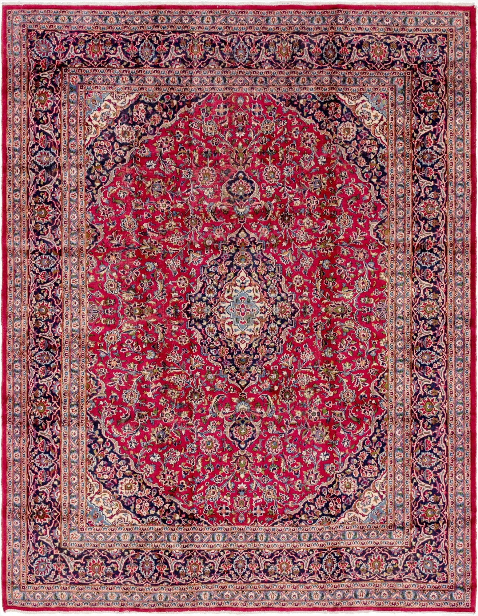  9' 9 x 12' 6  Hand Knotted Mashad Persian Wool Rug