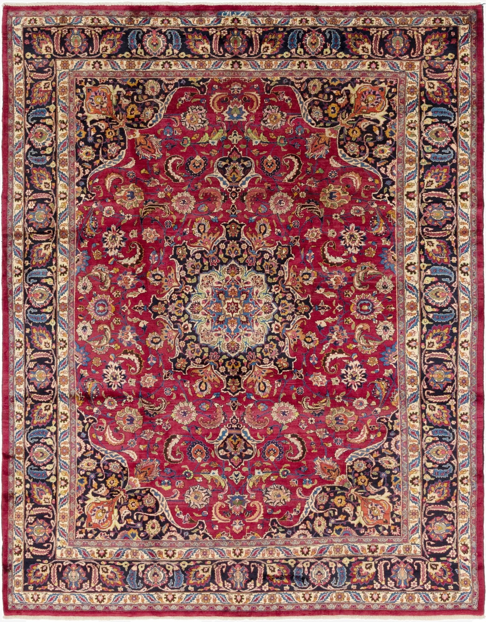  10' x 13'  Hand Knotted Mashad Persian Wool Rug