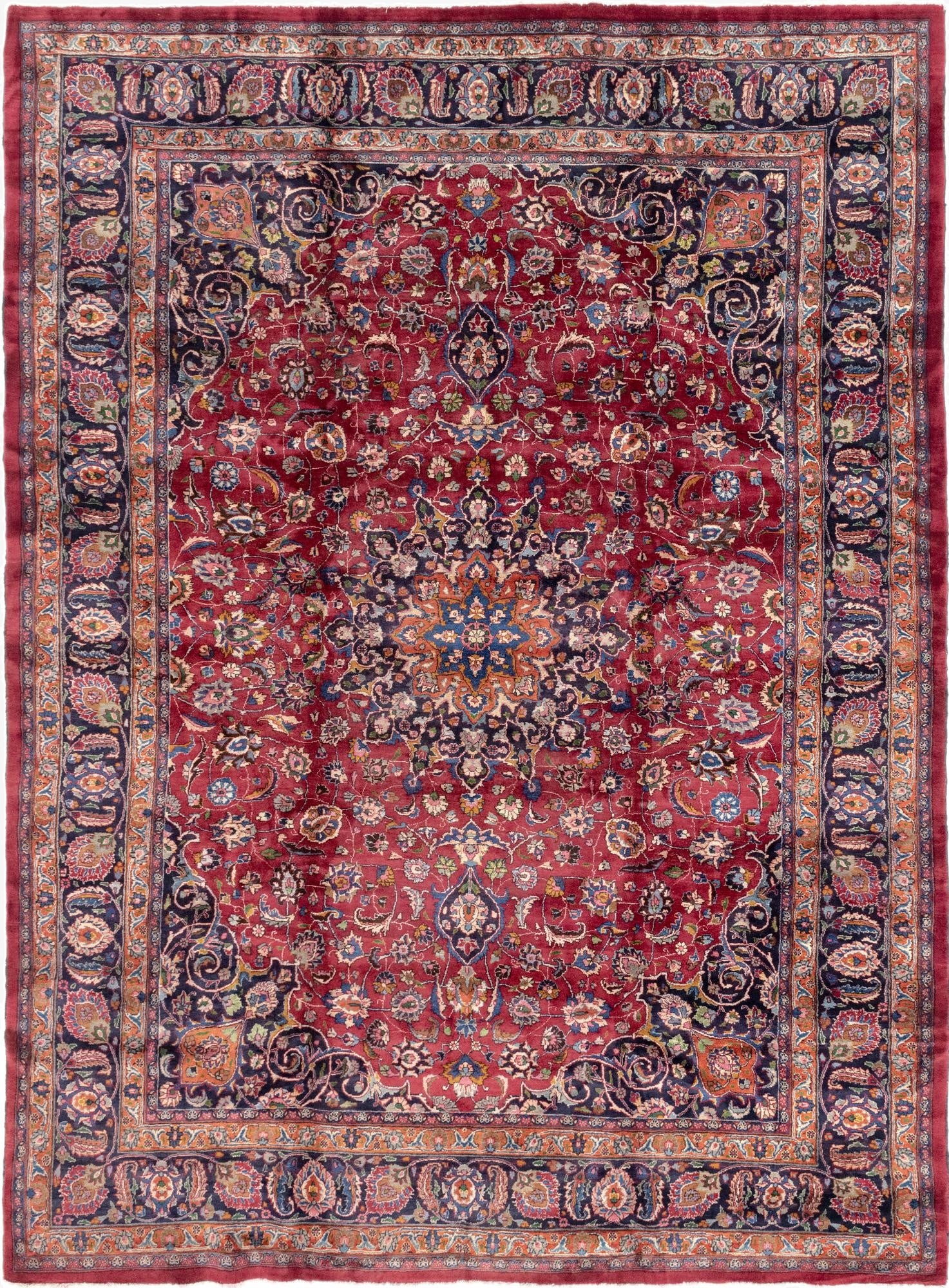  9' 9 x 13' 3  Hand Knotted Mashad Persian Wool Rug
