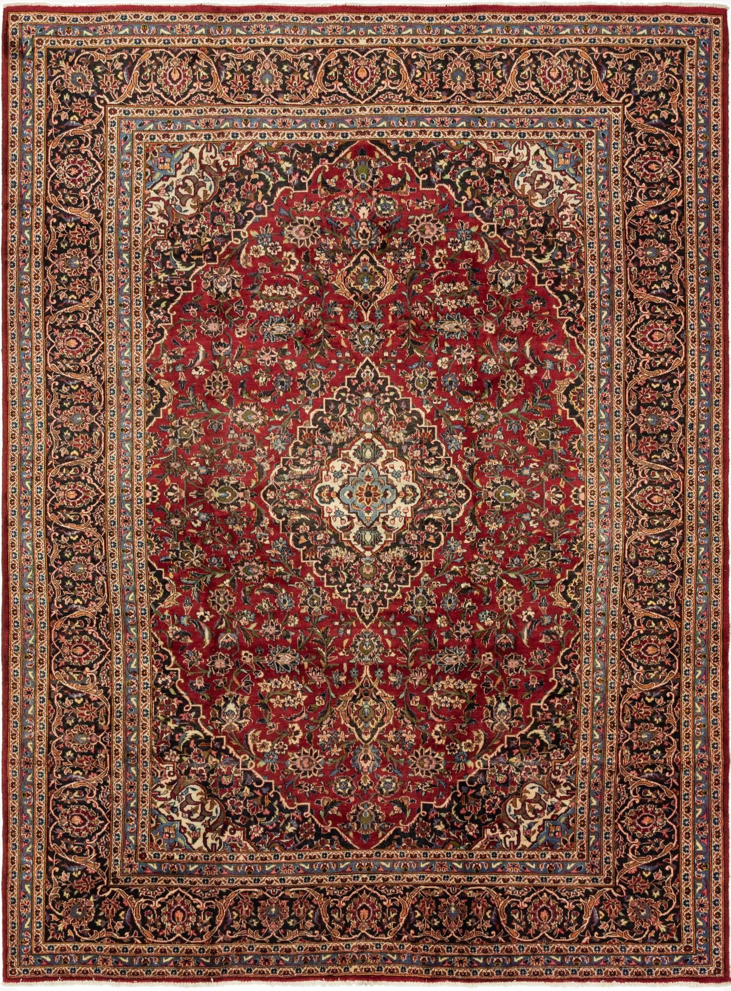  9' 6 x 13' 4  Hand Knotted Mashad Persian Wool Rug