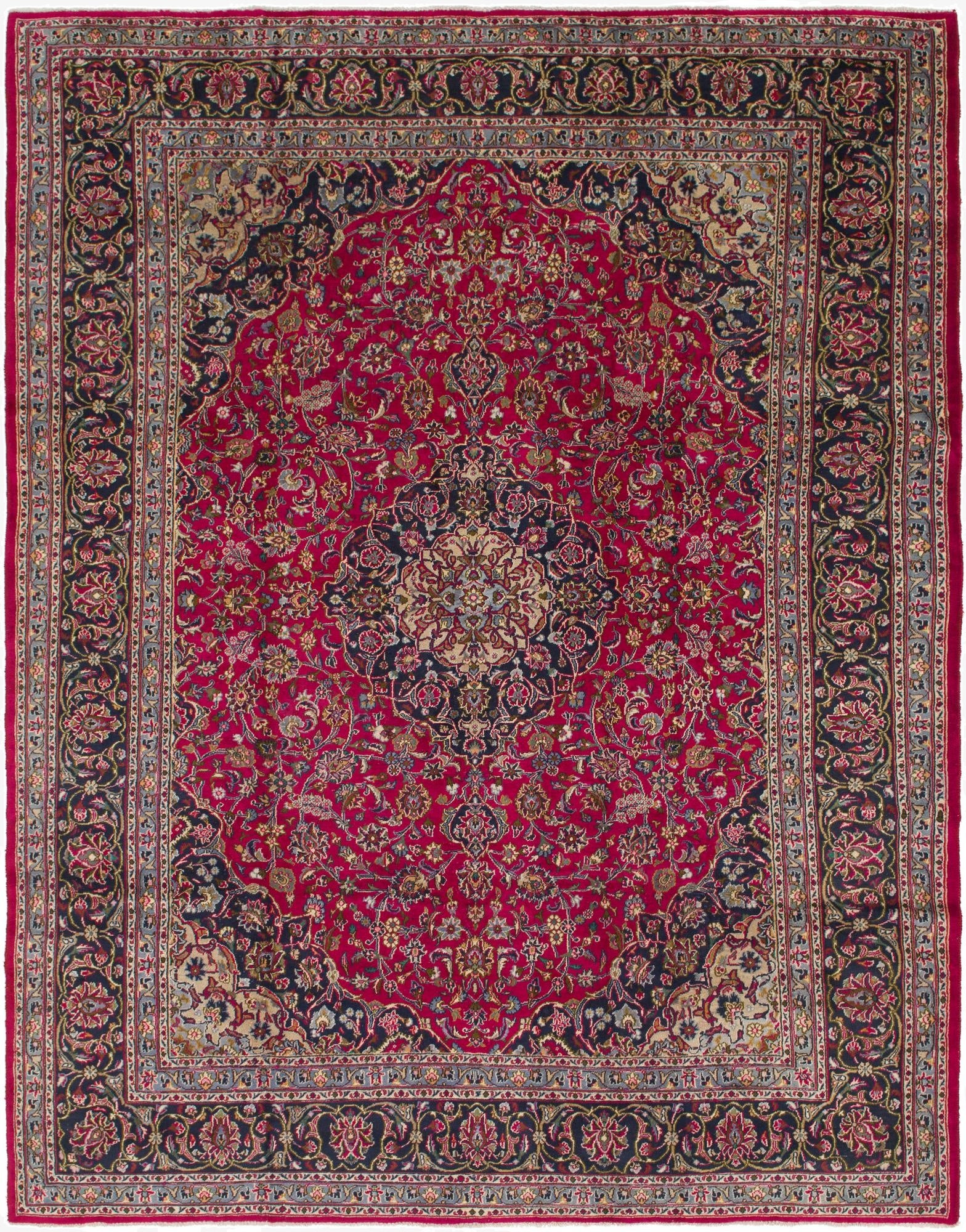  10' x 12' 8  Hand Knotted Mashad Persian Wool Rug