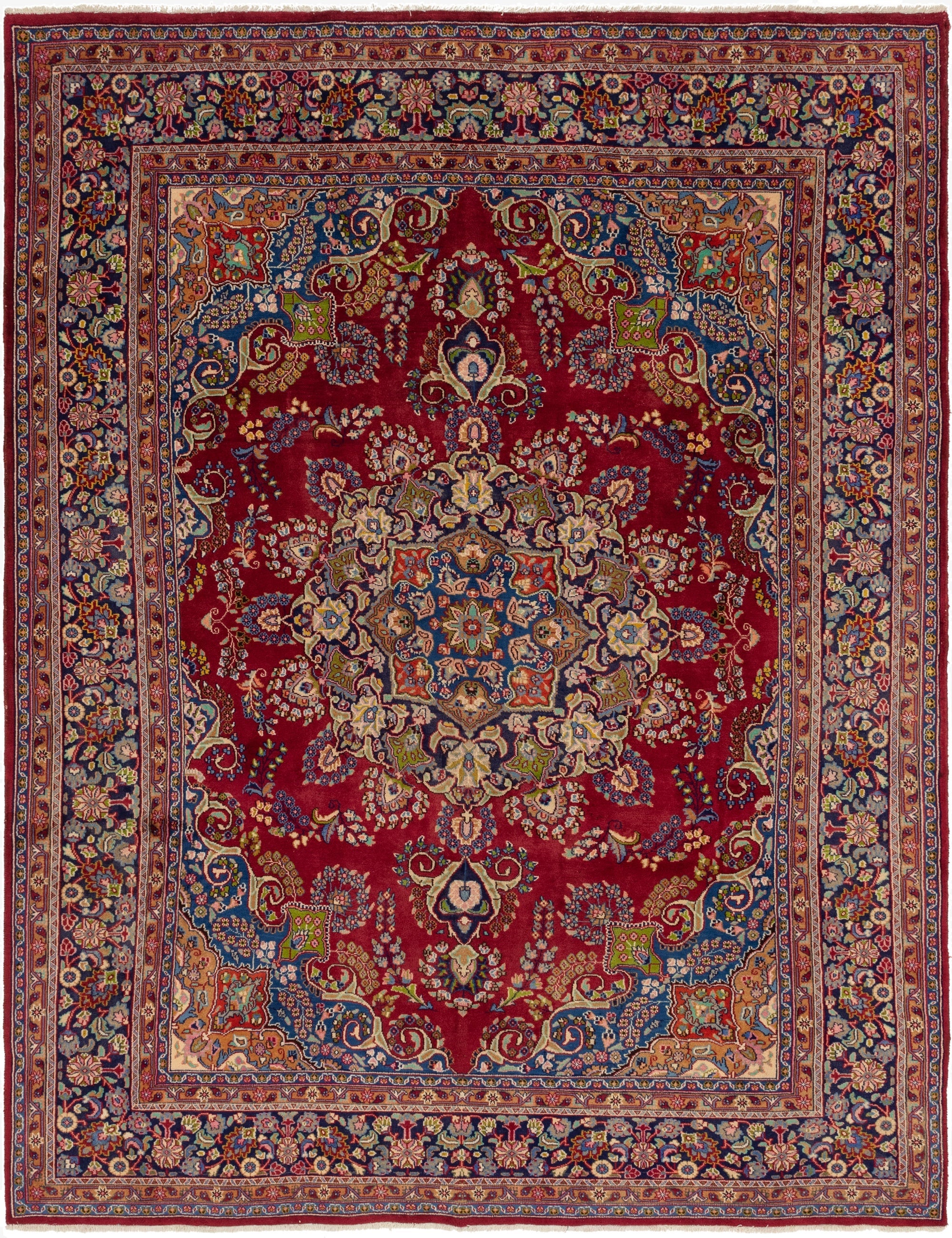  9' 6 x 12' 6  Hand Knotted Mashad Persian Wool Rug