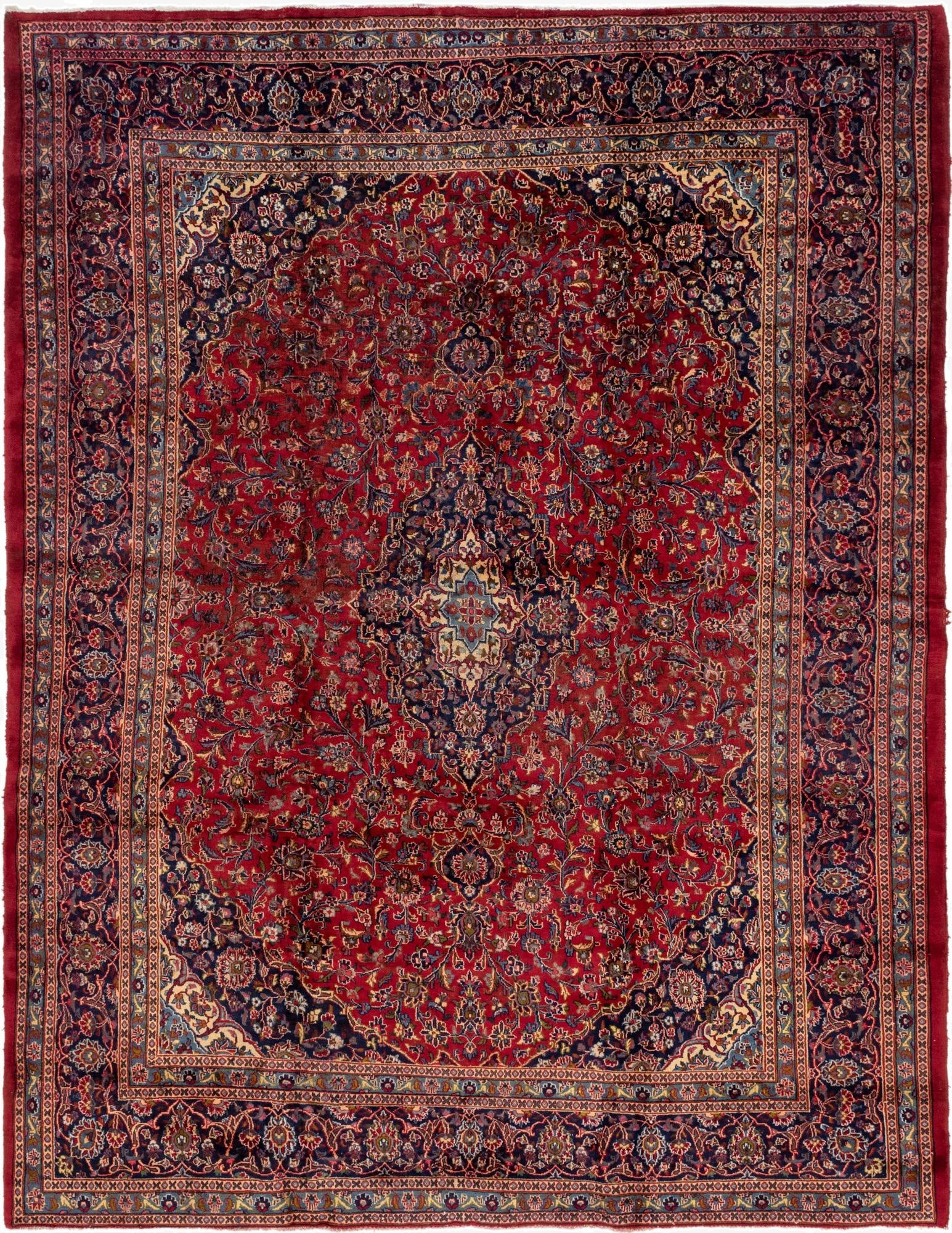 9' 10 x 12' 7  Hand Knotted Mashad Persian Wool Rug