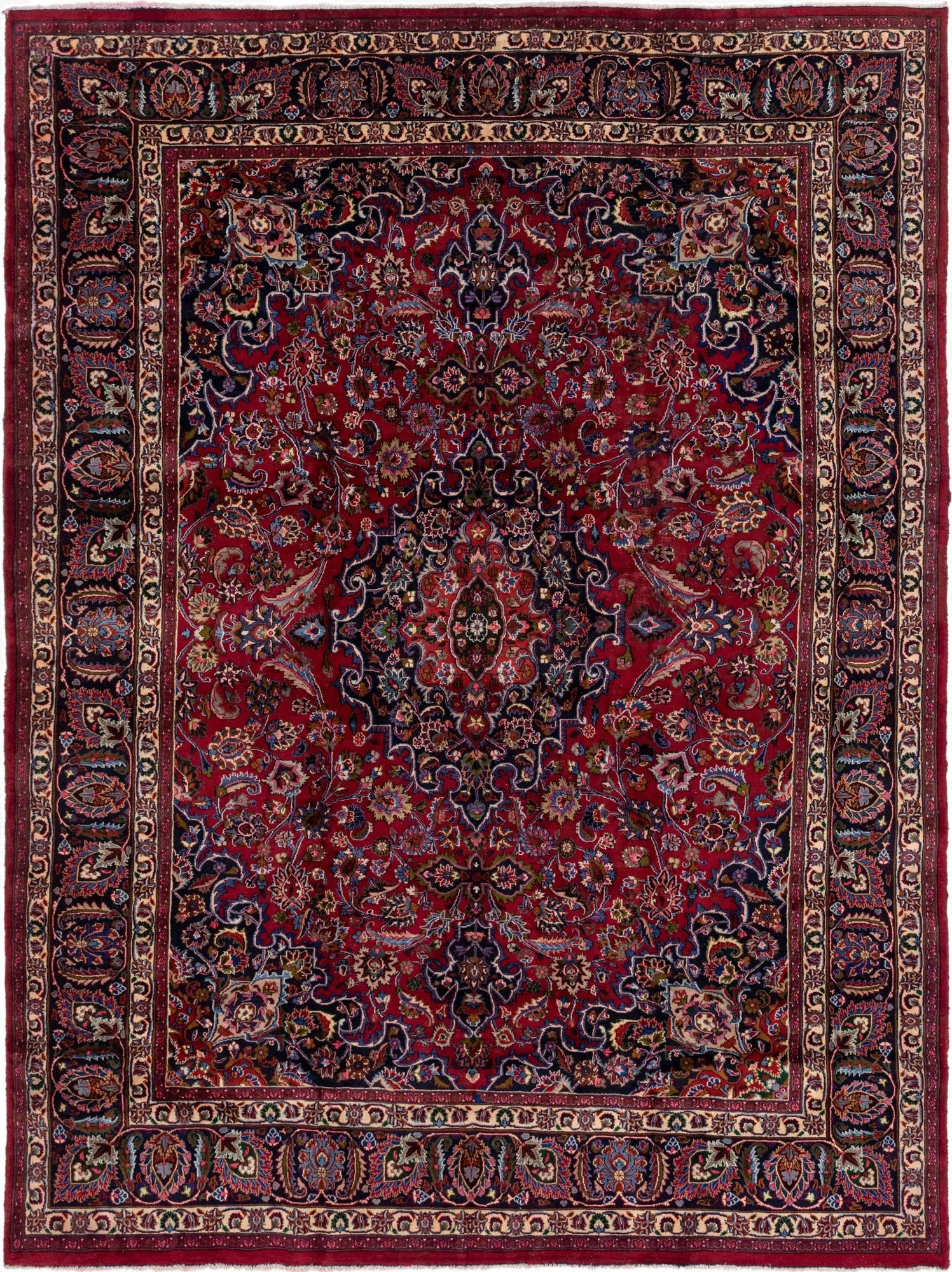  9' 6 x 13'  Hand Knotted Mashad Persian Wool Rug