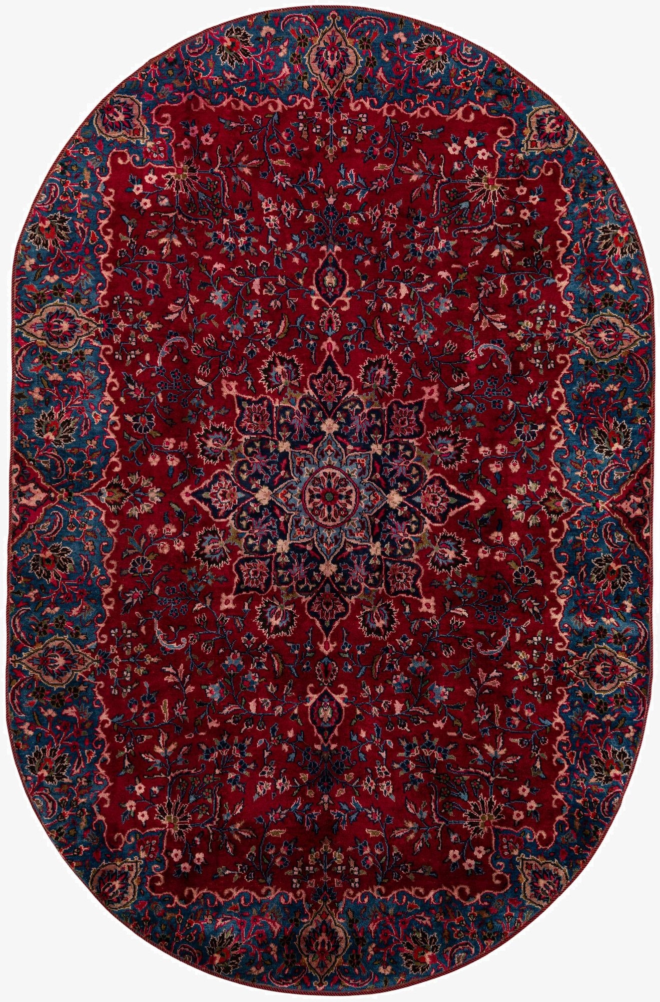  6' 4 x 9' 8  Hand Knotted Mashad Persian Wool Rug