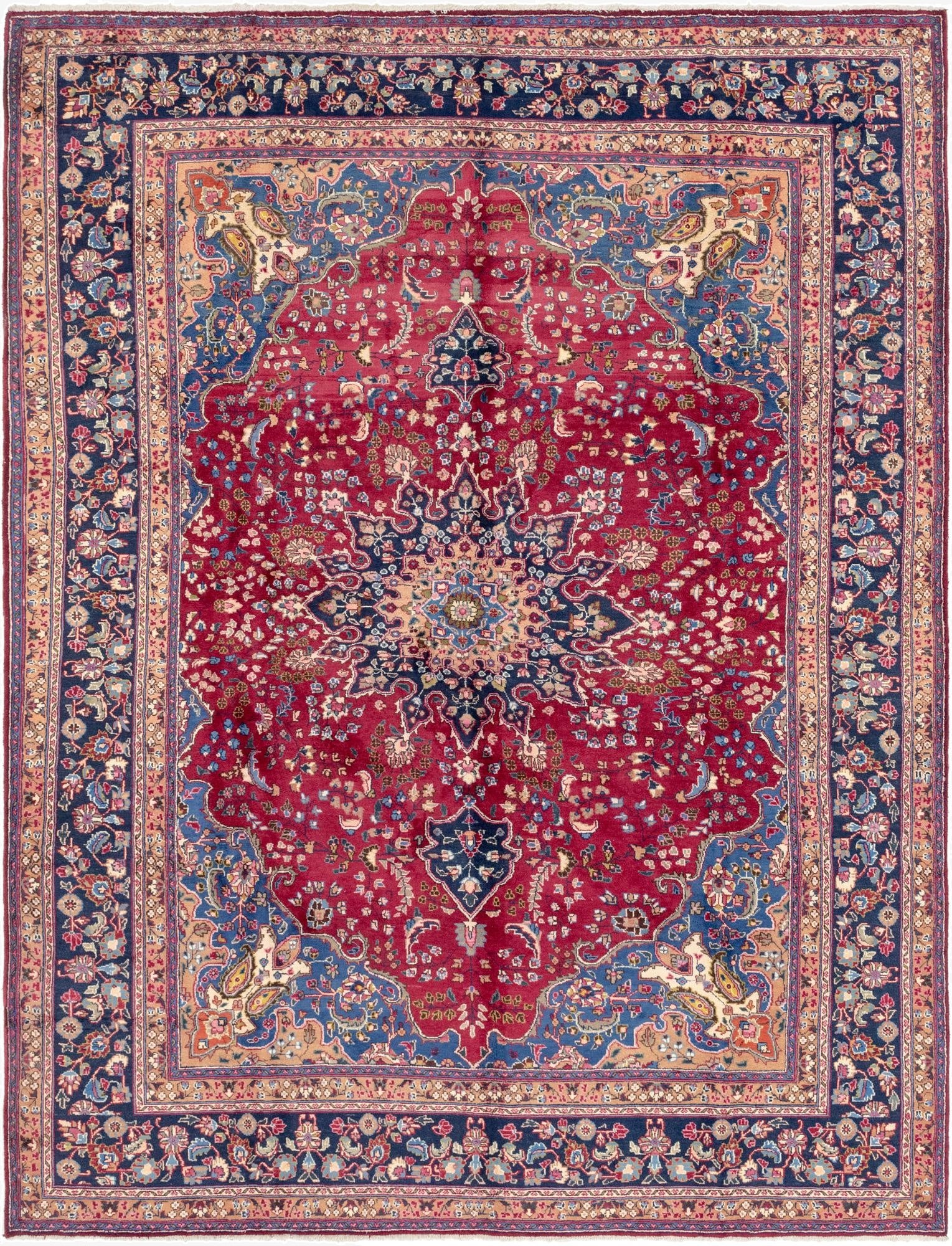  9' 9 x 13' 9  Hand Knotted Mashad Persian Wool Rug