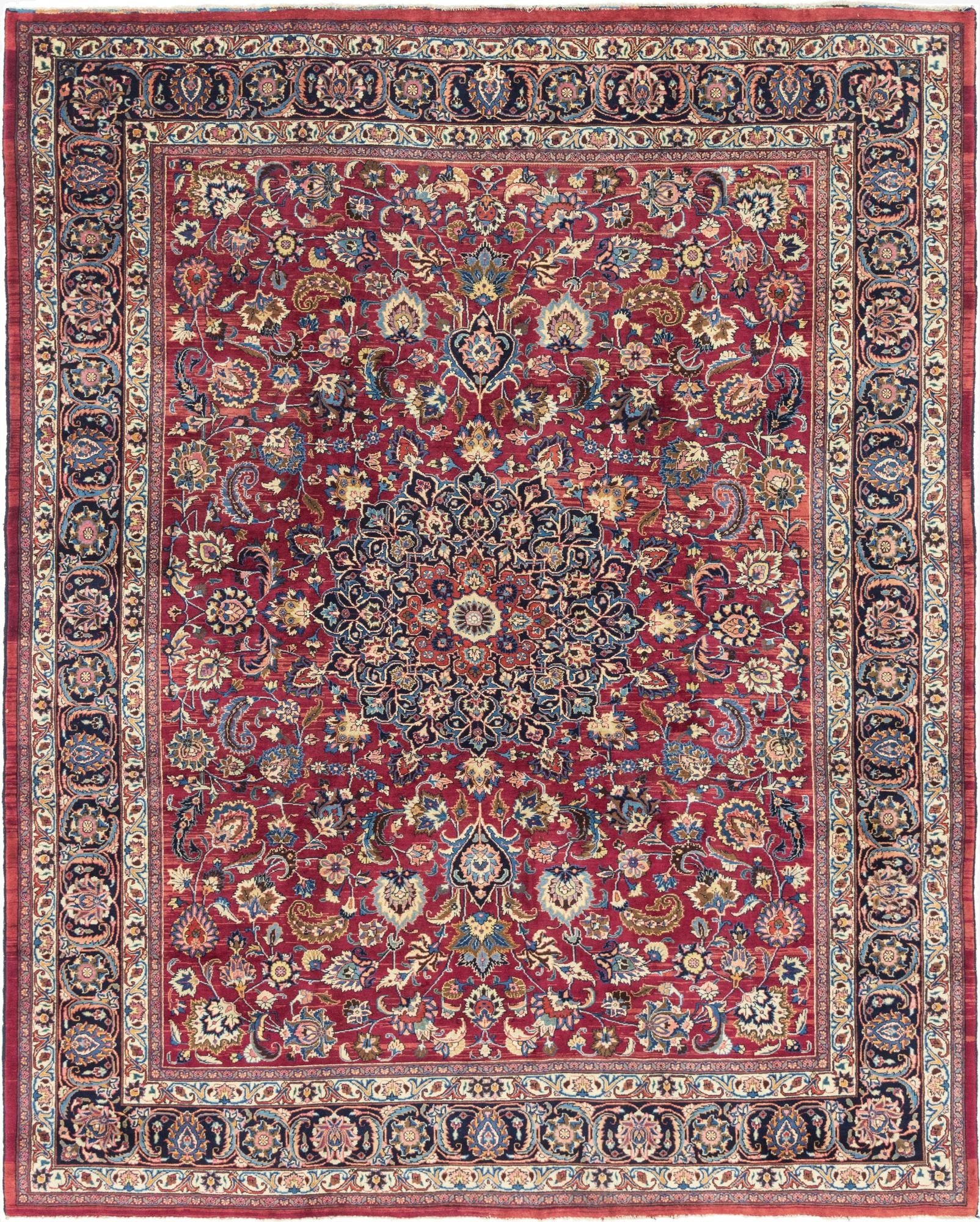  10' 2 x 12' 6  Hand Knotted Mashad Persian Wool Rug