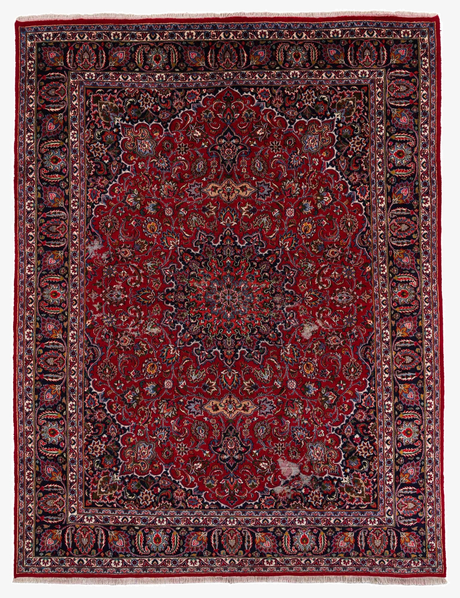  9' 6 x 12' 6  Hand Knotted Mashad Persian Wool Rug