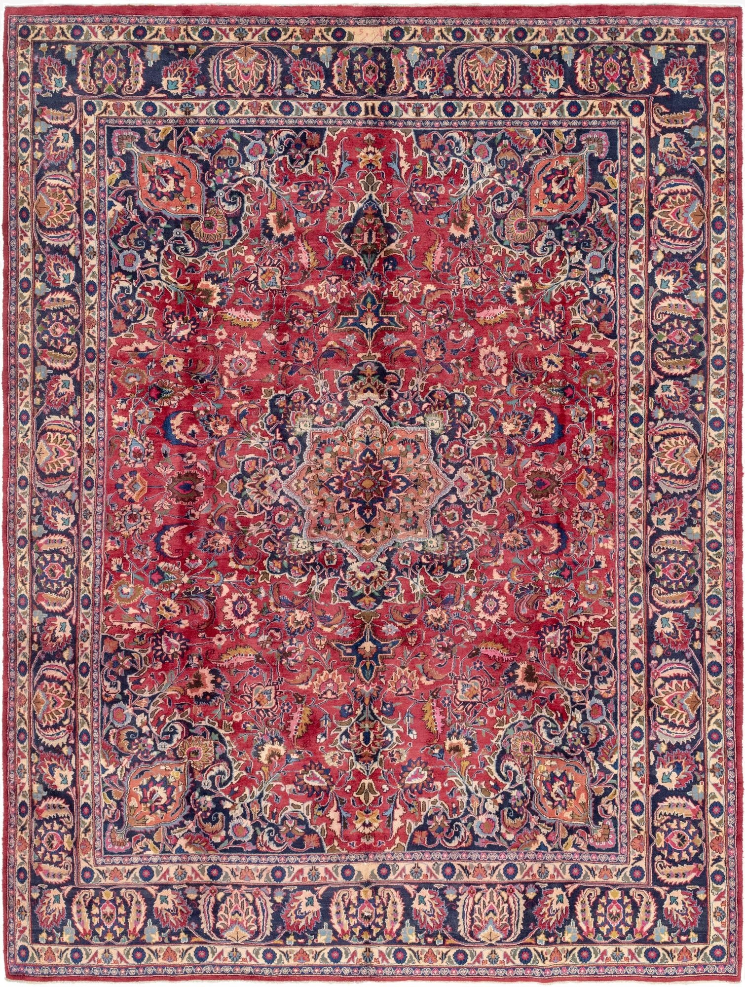  9' 8 x 13'  Hand Knotted Mashad Persian Wool Rug