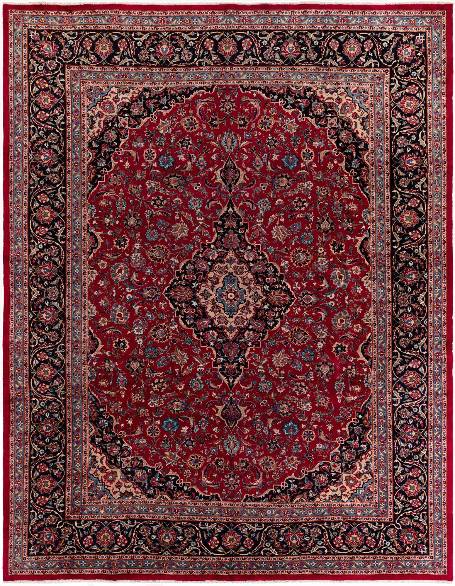  9' 8 x 12' 6  Hand Knotted Mashad Persian Wool Rug