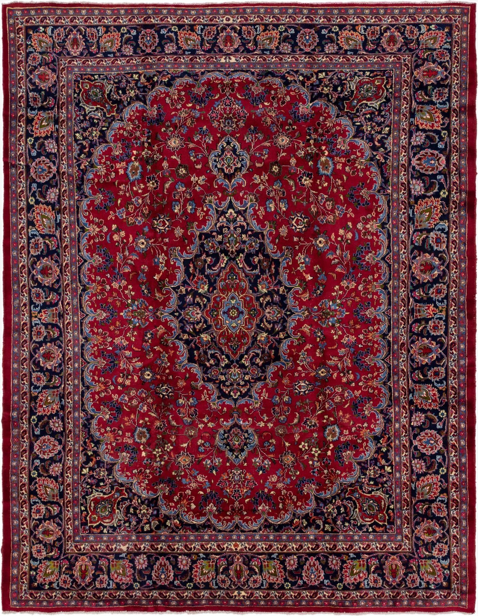  9' 10 x 12' 7  Hand Knotted Mashad Persian Wool Rug