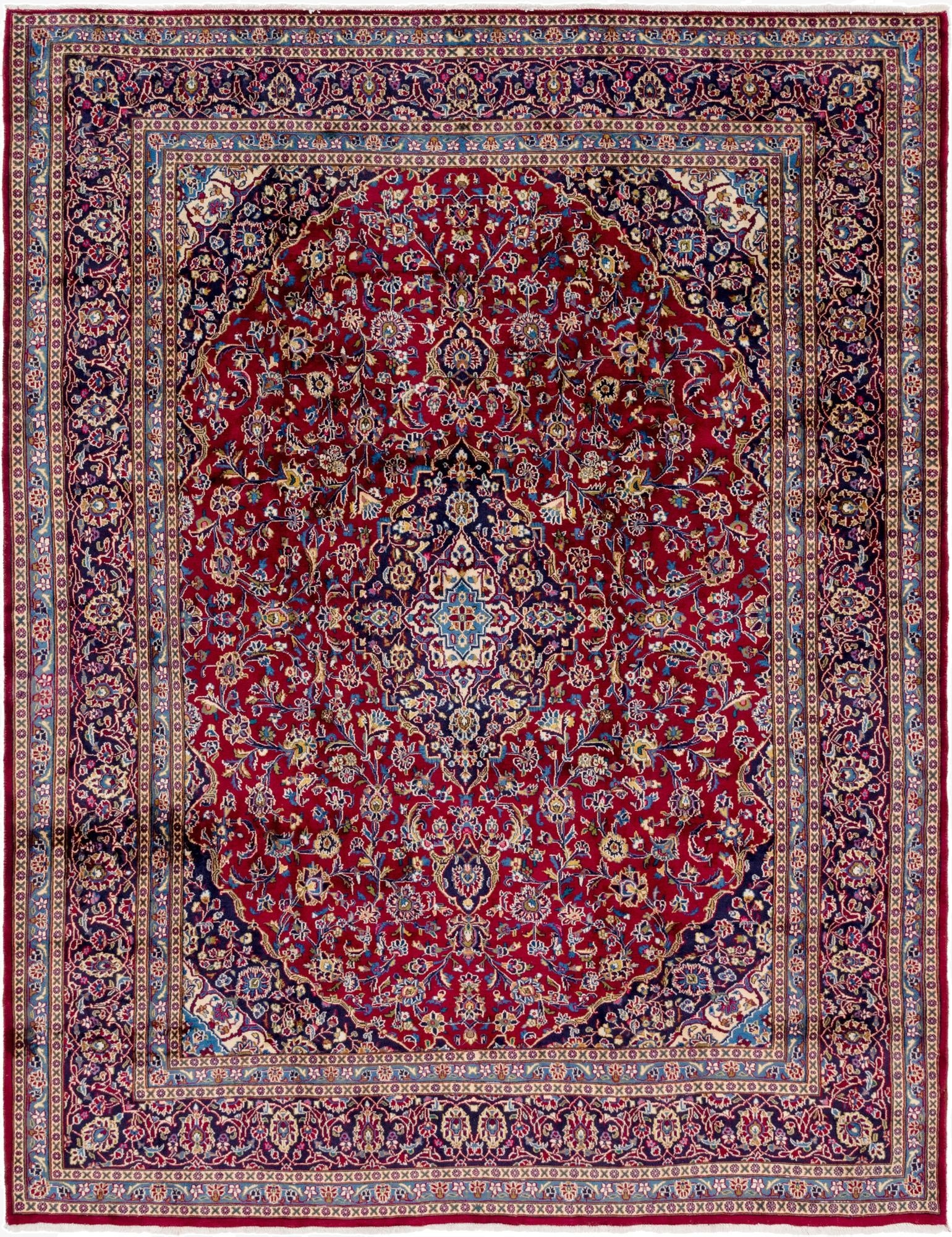  10' x 12' 9  Hand Knotted Mashad Persian Wool Rug