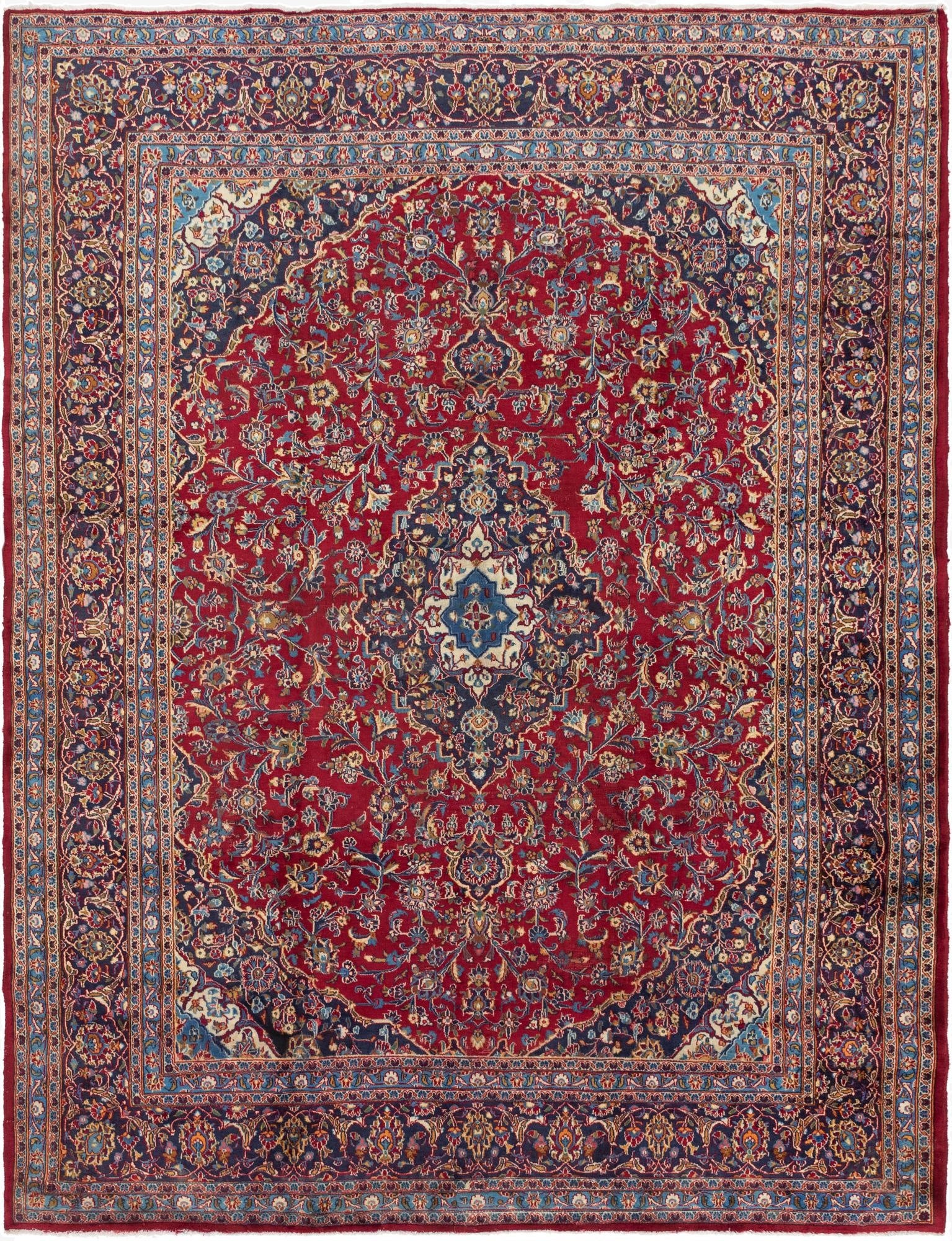  9' 6 x 12' 6  Hand Knotted Mashad Persian Wool Rug