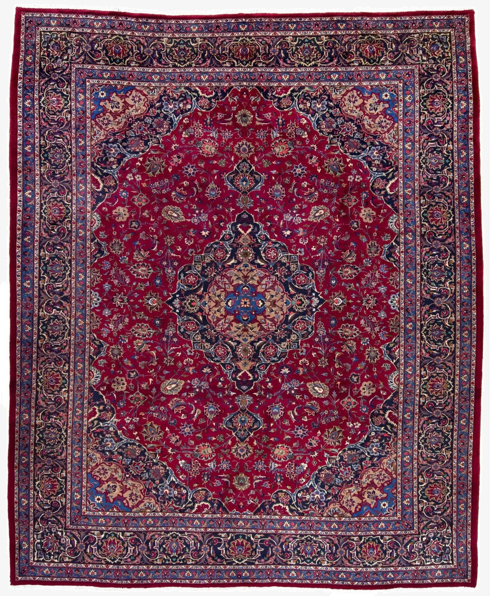  10' 2 x 12' 2  Hand Knotted Mashad Persian Wool Rug