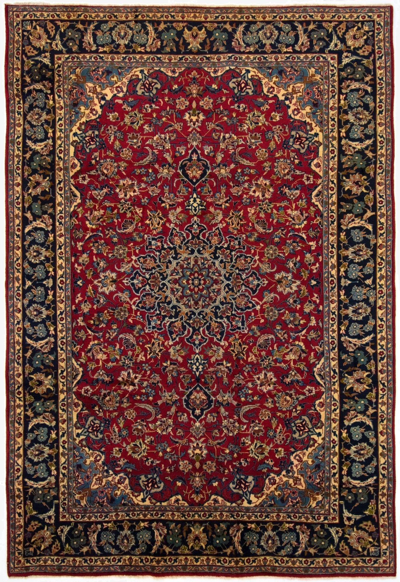  7' 11 x 11' 6  Hand Knotted Mashad Persian Wool Rug