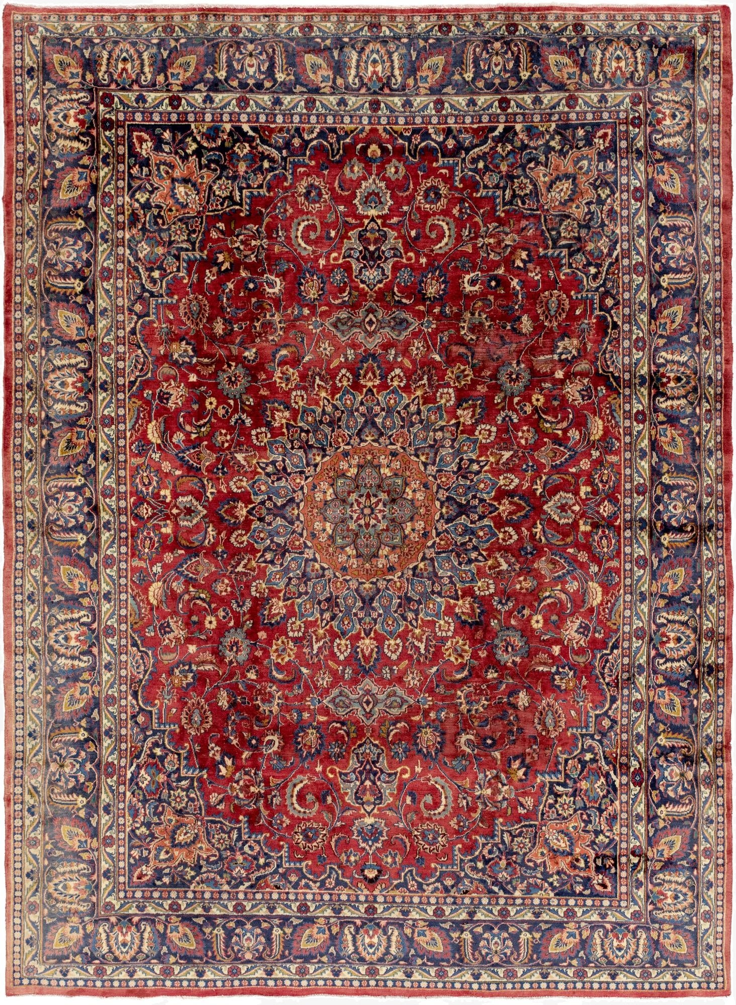  9' 6 x 13' 3  Hand Knotted Mashad Persian Wool Rug