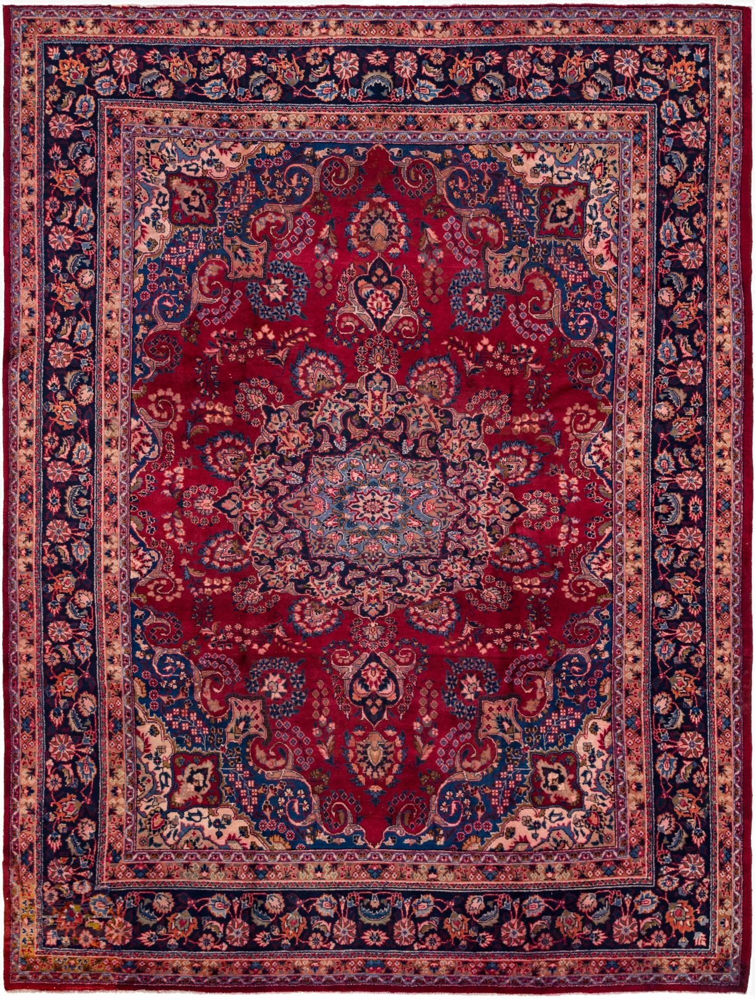  9' 7 x 12' 7  Hand Knotted Mashad Persian Wool Rug