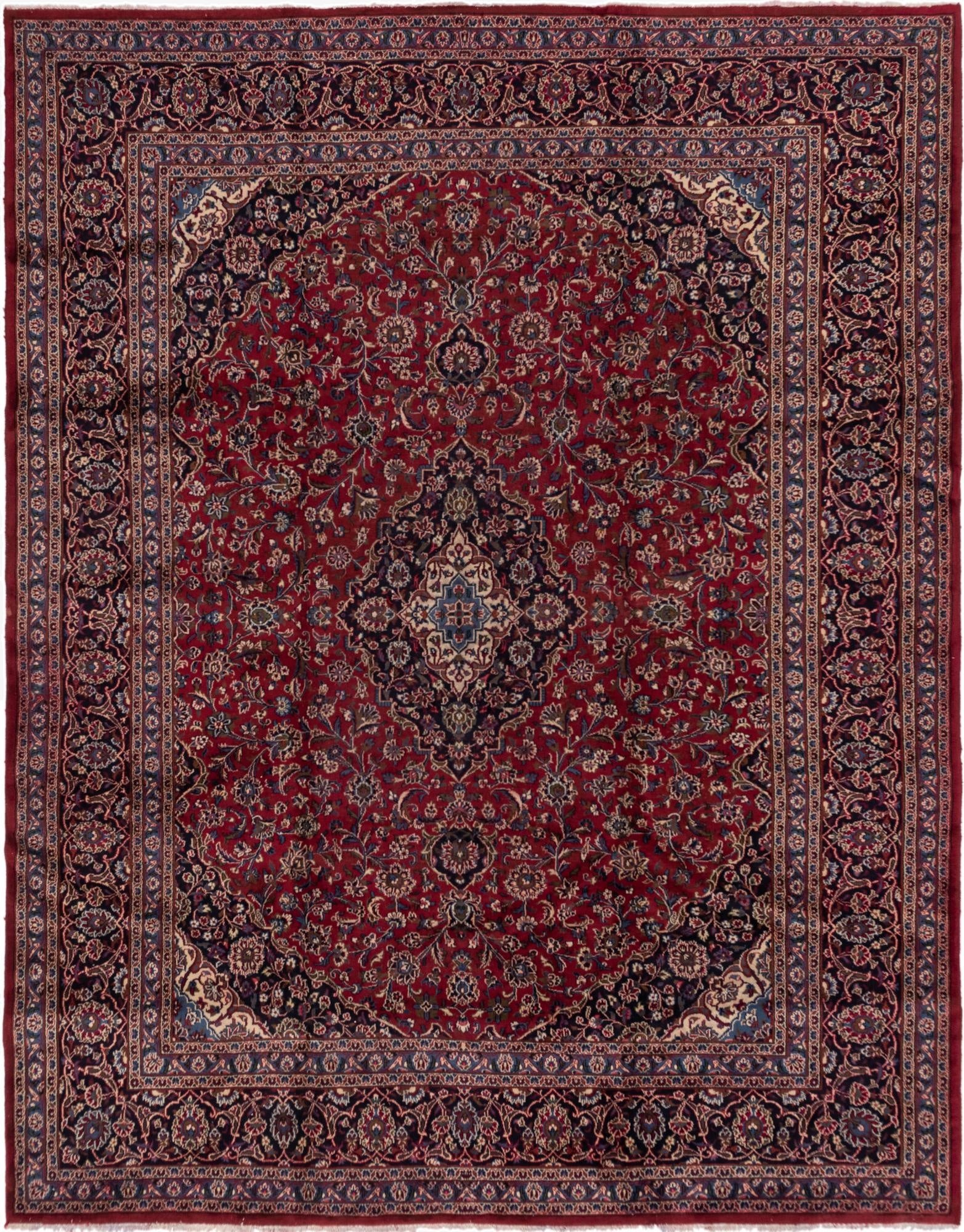  10' x 12' 6  Hand Knotted Mashad Persian Wool Rug