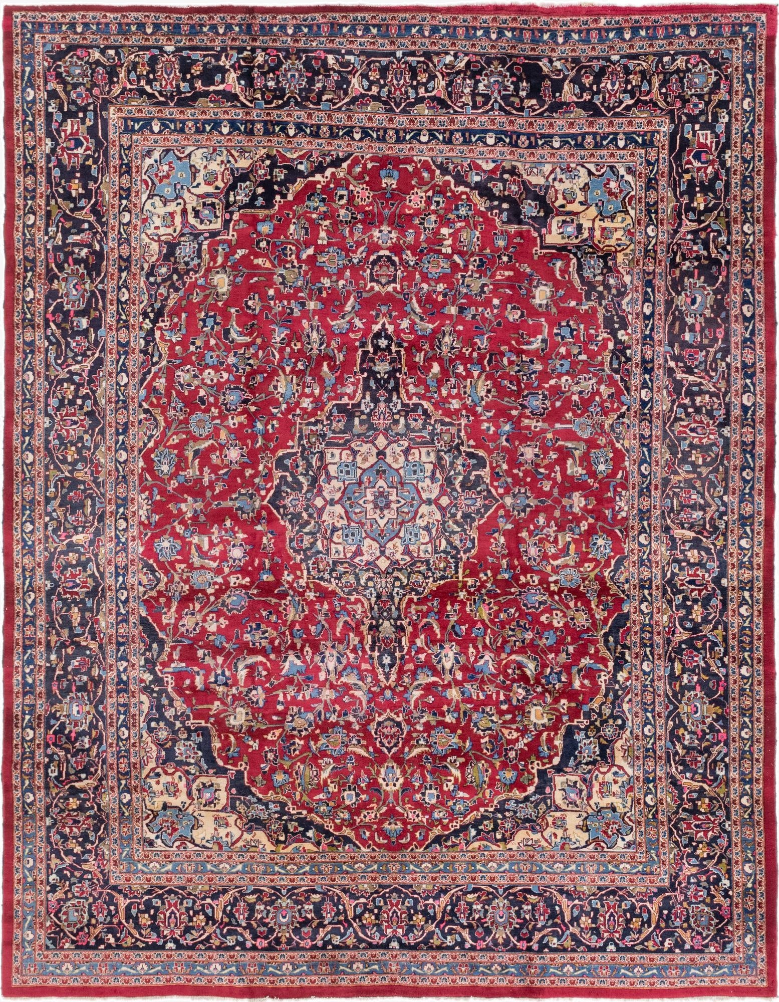  9' 9 x 12' 8  Hand Knotted Mashad Persian Wool Rug
