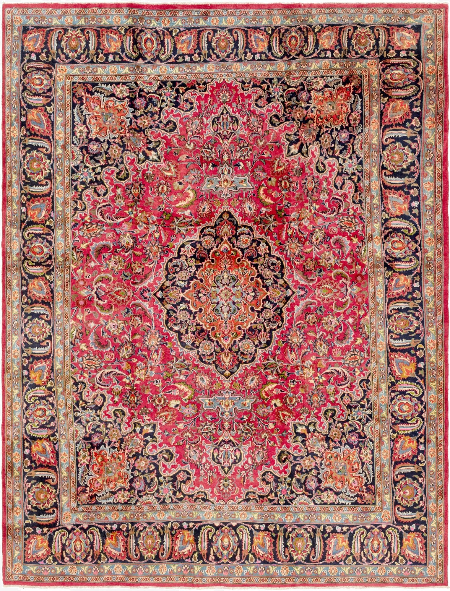  9' 6 x 12' 7  Hand Knotted Mashad Persian Wool Rug