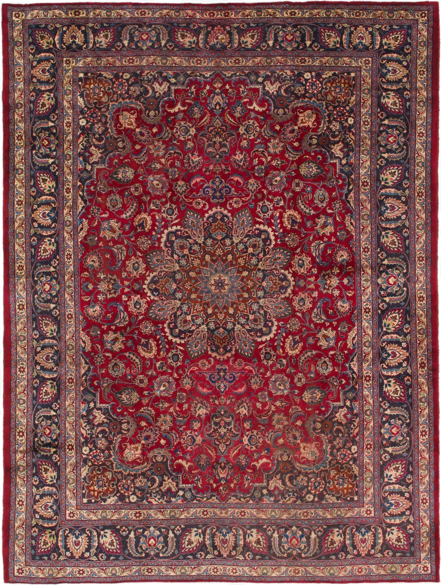  9' 8 x 13'  Hand Knotted Mashad Persian Wool Rug