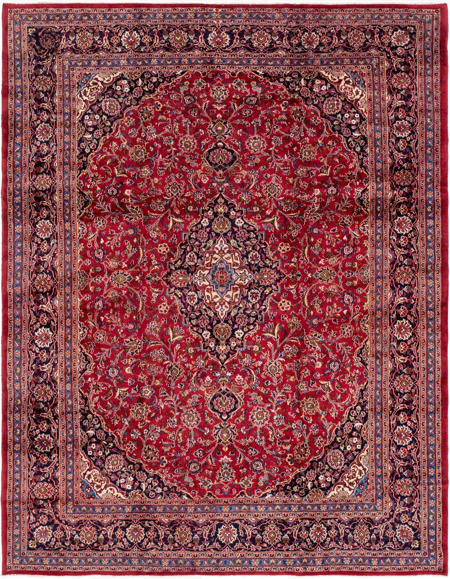  9' 6 x 12' 7  Hand Knotted Mashad Persian Wool Rug