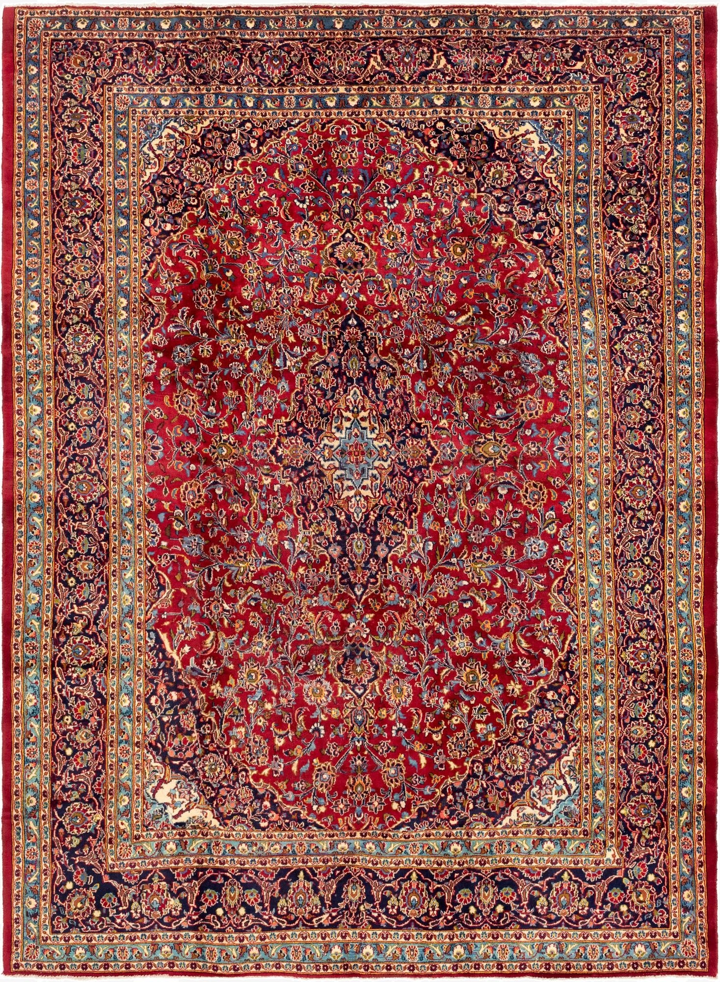  9' 9 x 13' 4  Hand Knotted Mashad Persian Wool Rug