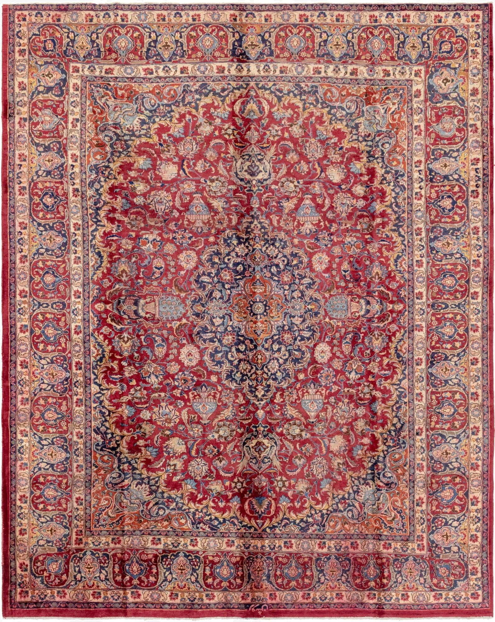  9' 9 x 12'  Hand Knotted Mashad Persian Wool Rug