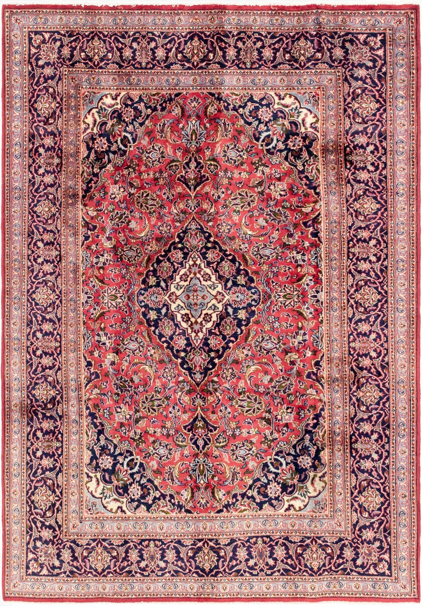  6' 4 x 9' 5  Hand Knotted Mashad Persian Wool Rug