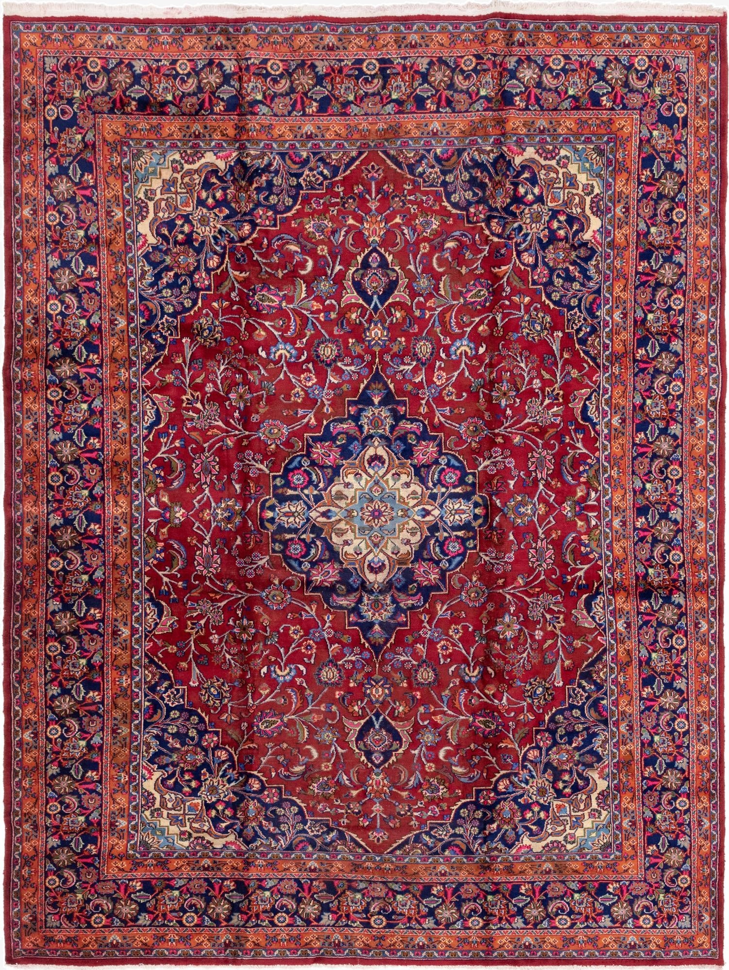  9' 9 x 12' 9  Hand Knotted Mashad Persian Wool Rug