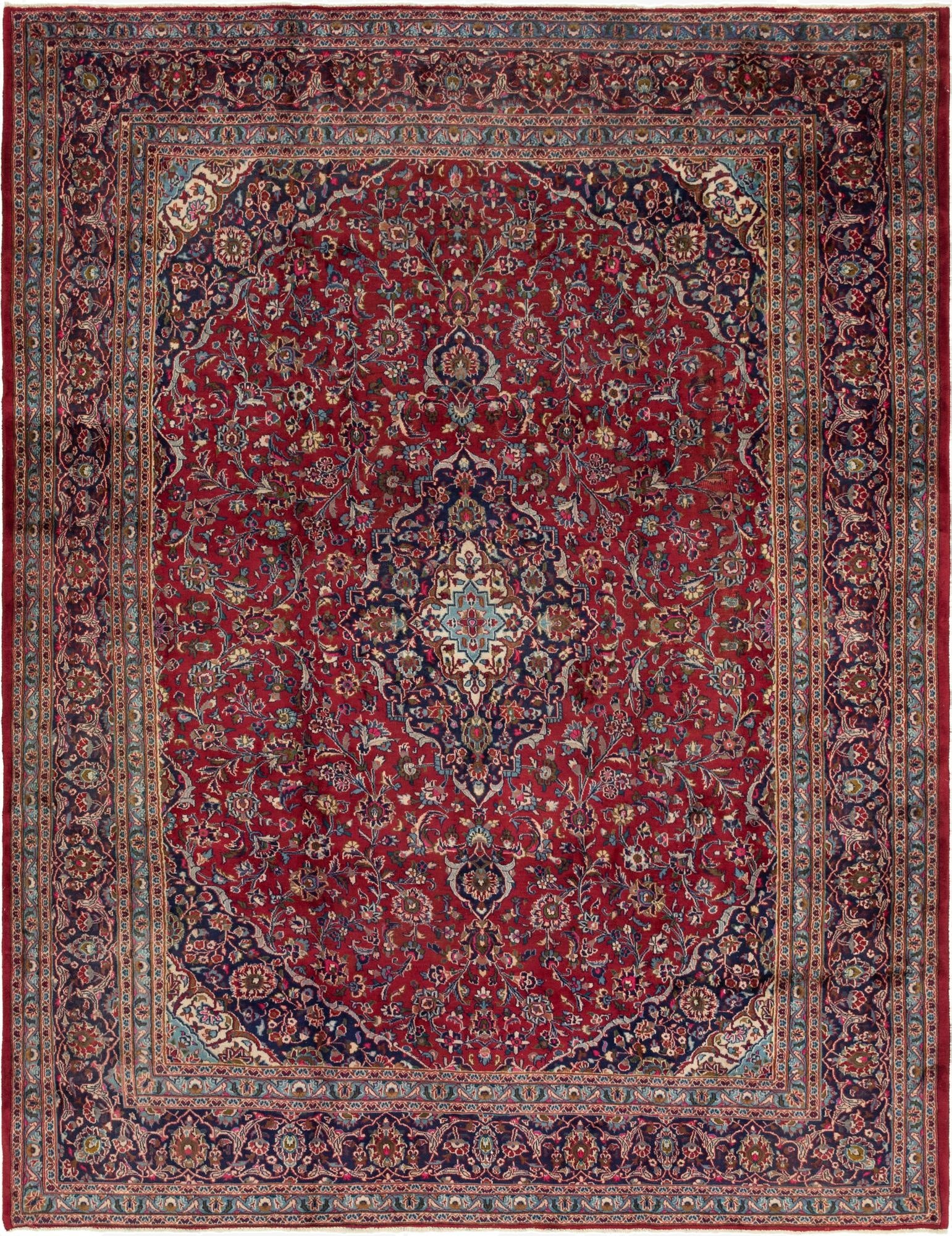  9' 6 x 12' 8  Hand Knotted Mashad Persian Wool Rug