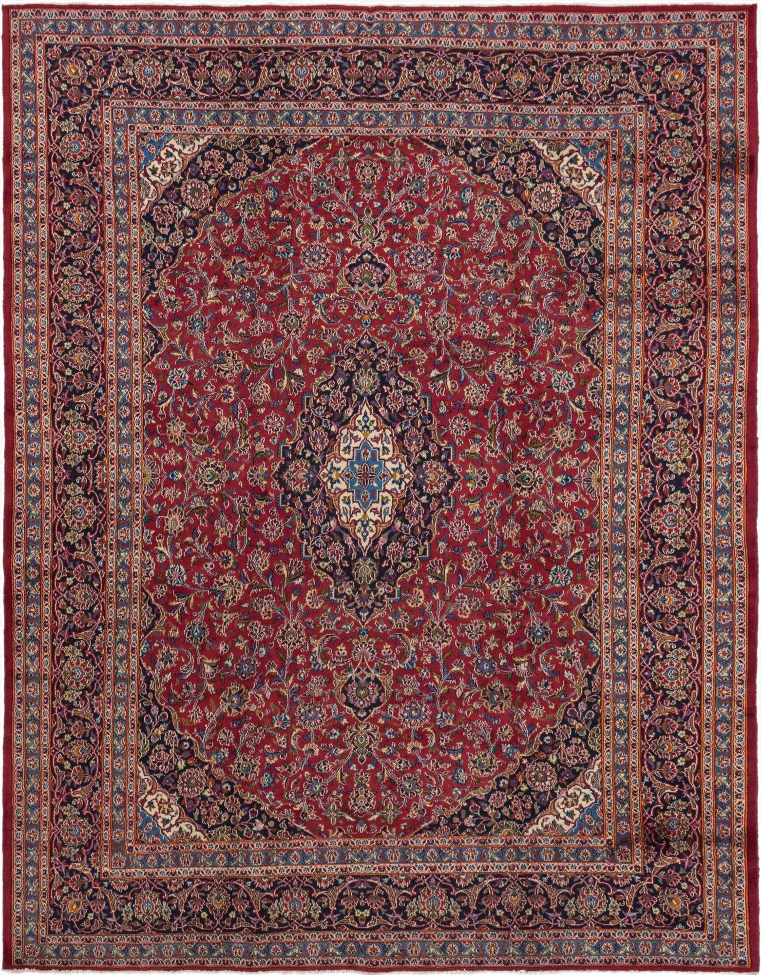  9' 9 x 12' 6  Hand Knotted Mashad Persian Wool Rug
