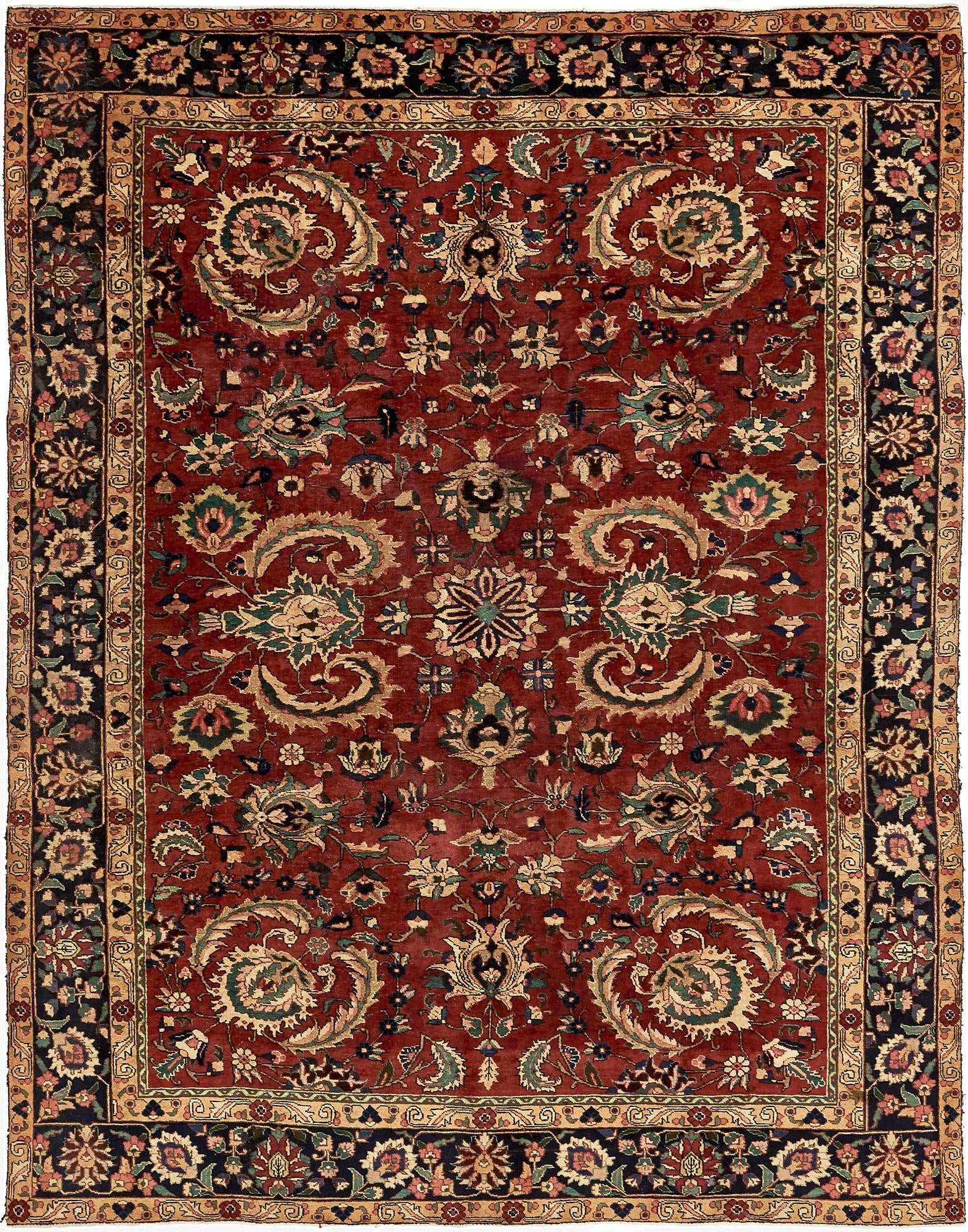  8' 3 x 10' 7  Hand Knotted Mashad Persian Wool Rug