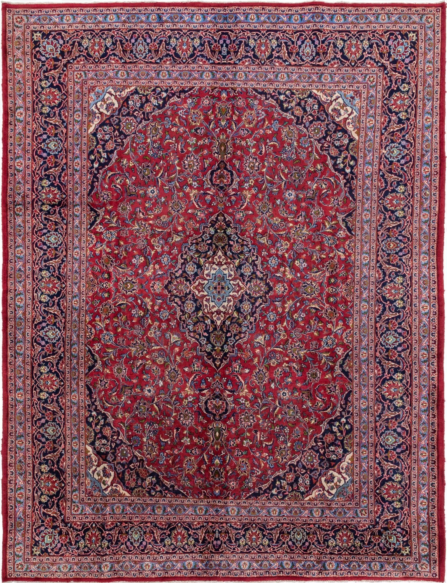  9' 8 x 13'  Hand Knotted Mashad Persian Wool Rug