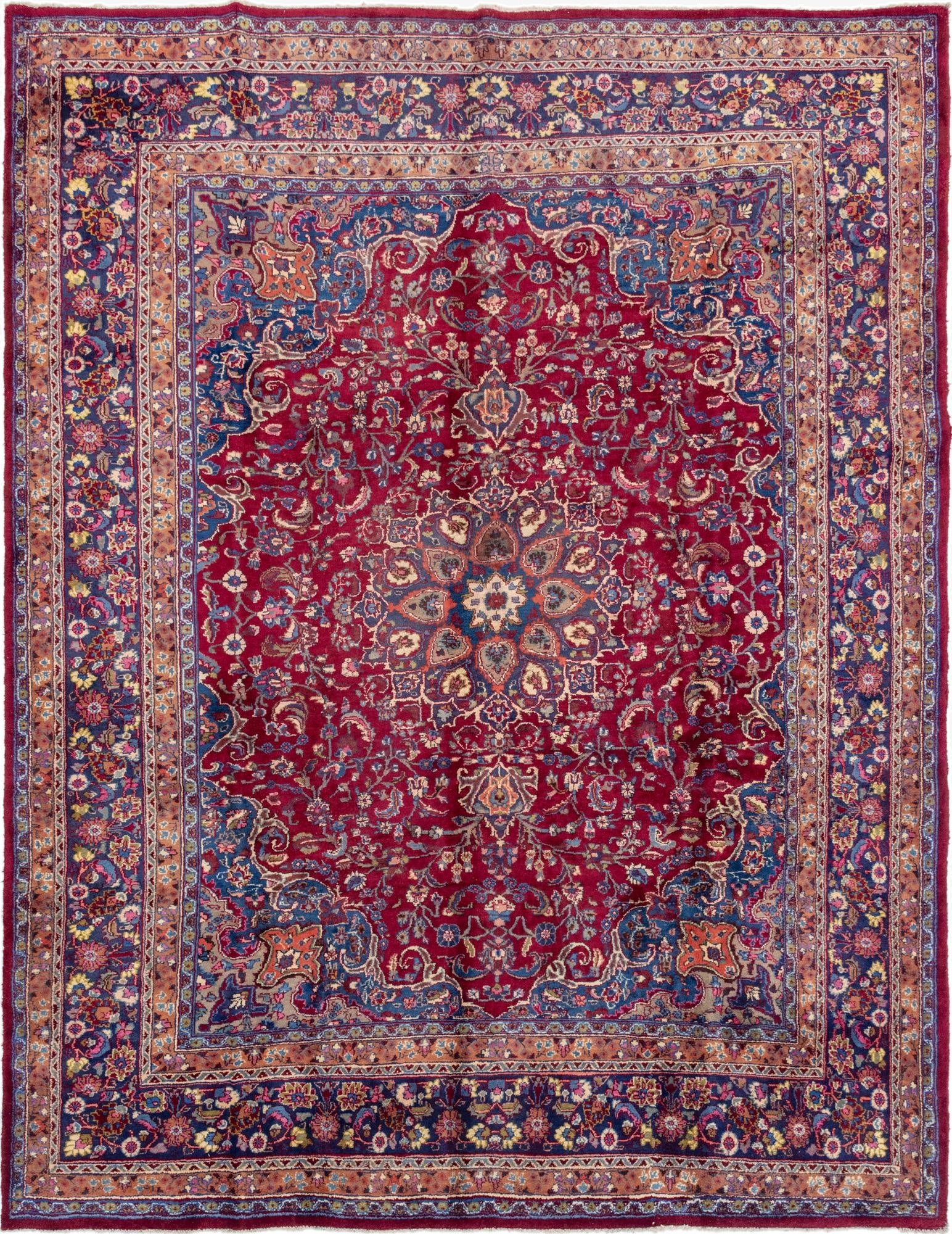  10' x 12' 6  Hand Knotted Mashad Persian Wool Rug