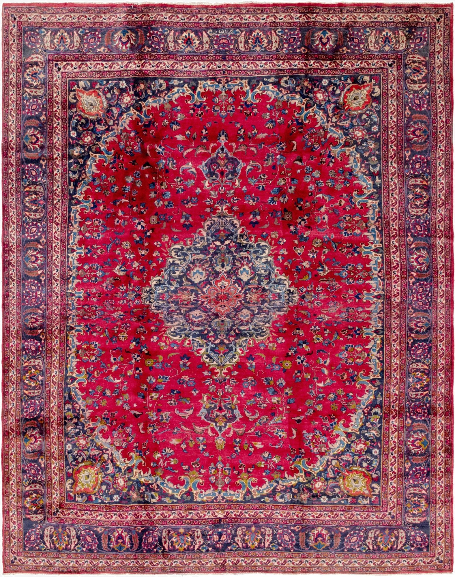  9' 10 x 12' 7  Hand Knotted Mashad Persian Wool Rug