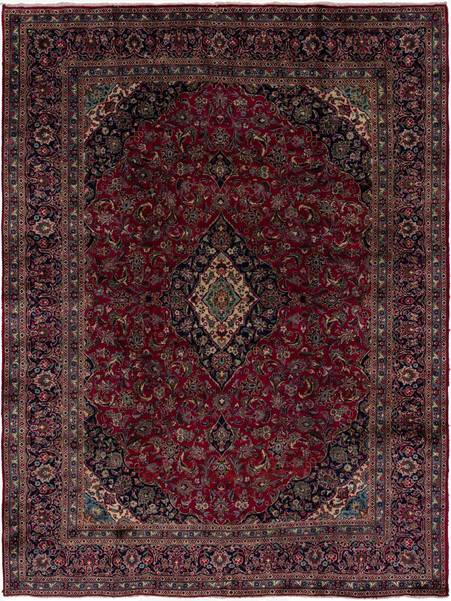  10' x 13'  Hand Knotted Mashad Persian Wool Rug
