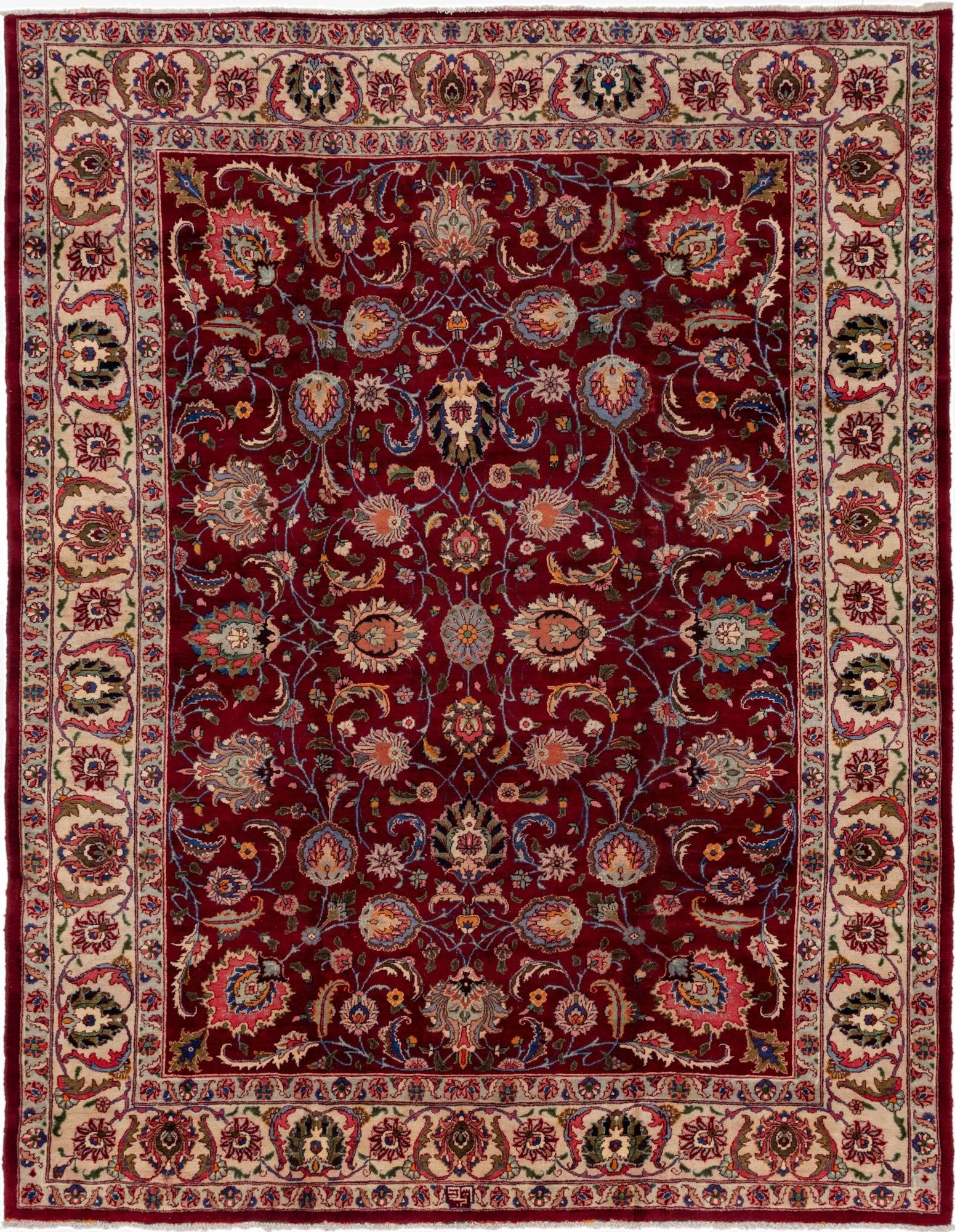  10' x 13'  Hand Knotted Mashad Persian Wool Rug
